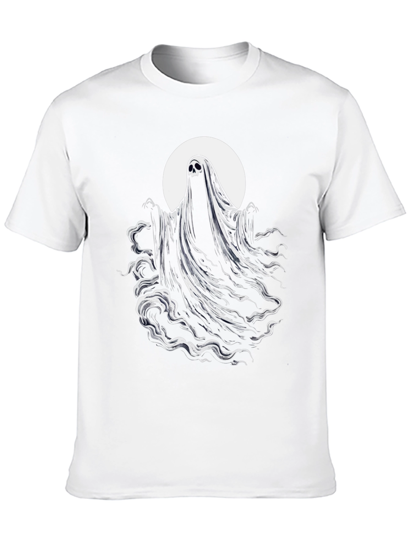 Black Spooky Ghost Graphic Tee - Black Cotton Blend Shirt view 10