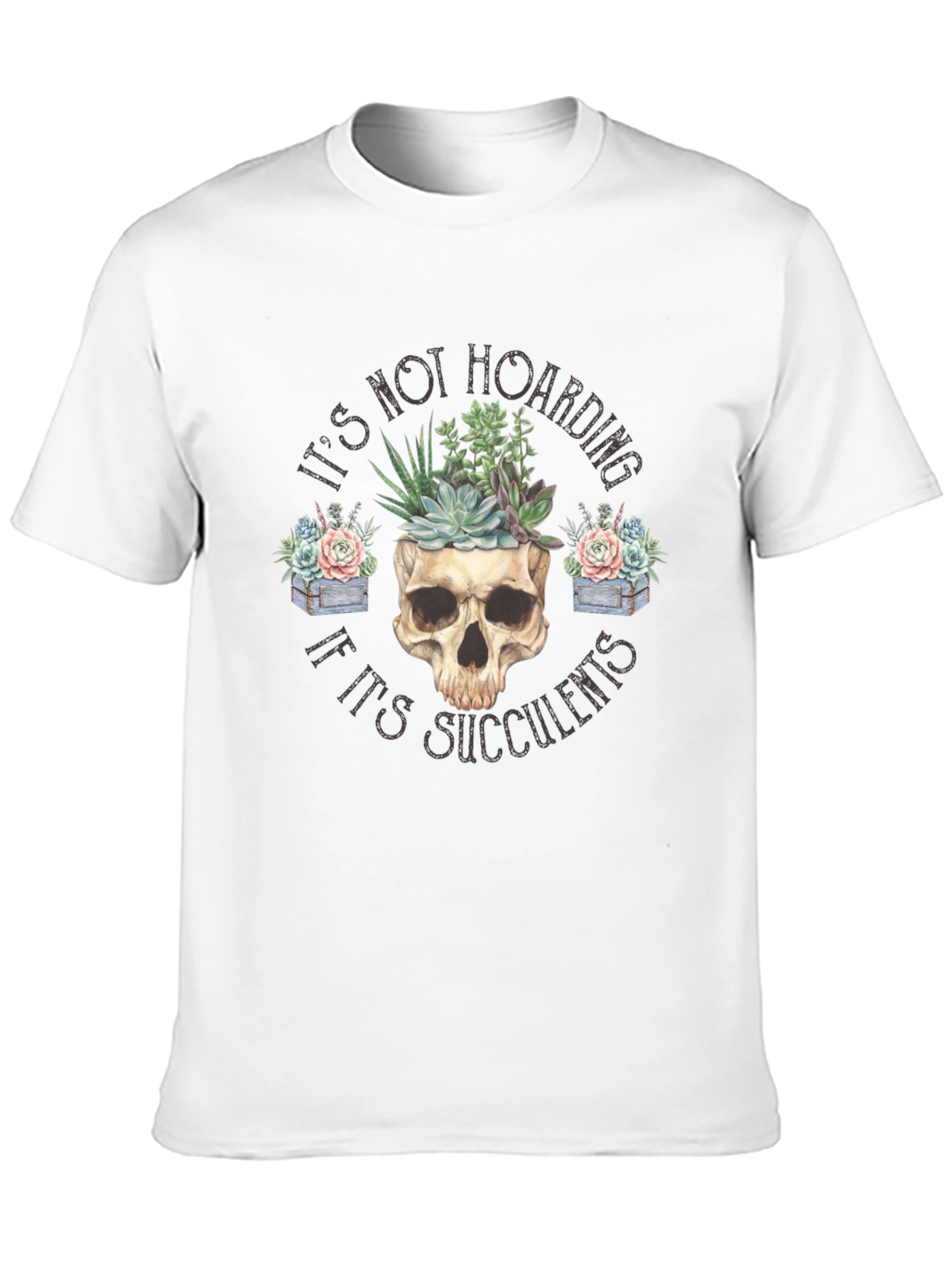 Black Succulent Skull T-Shirt - Funny Plant Lover Tee view 10
