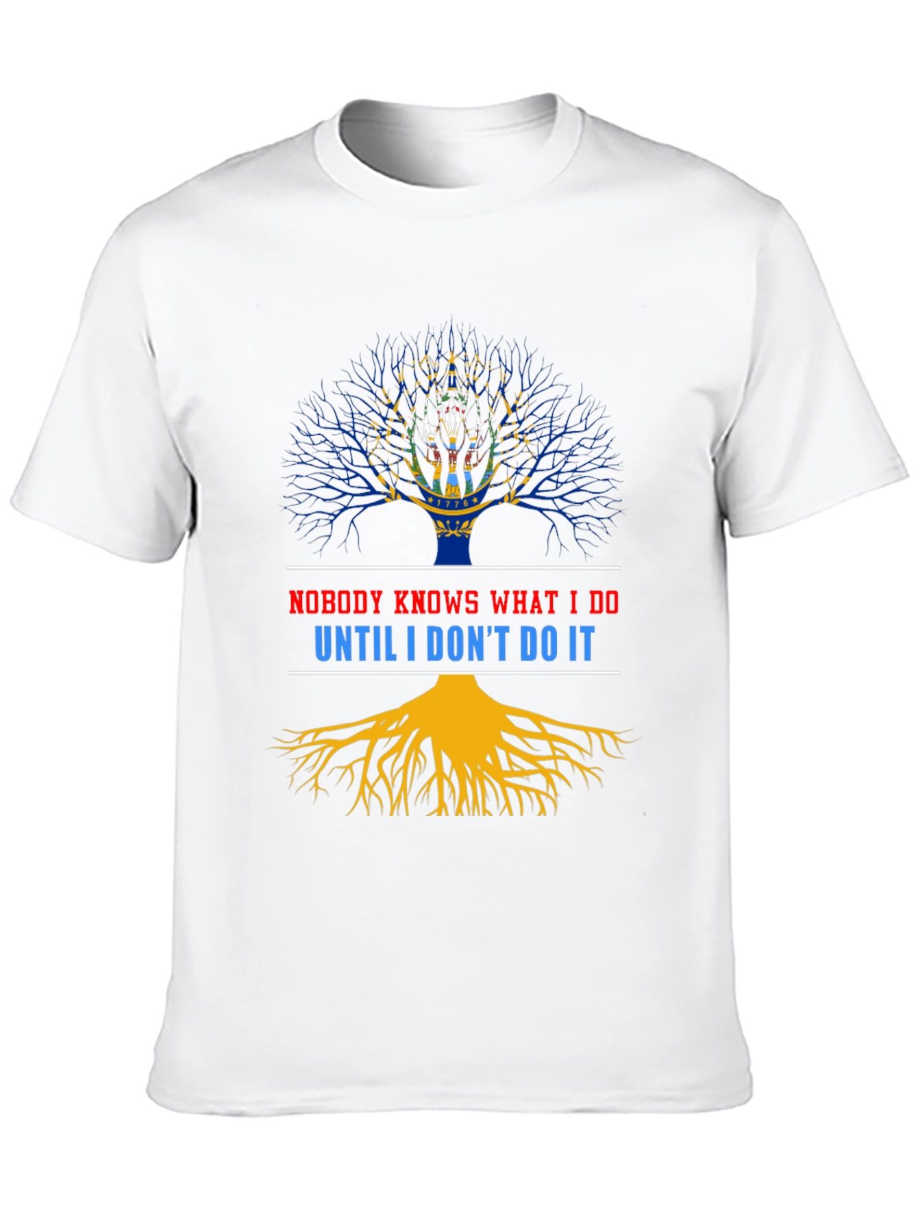 Black Nobody Knows State Tree Black T-Shirt view 10