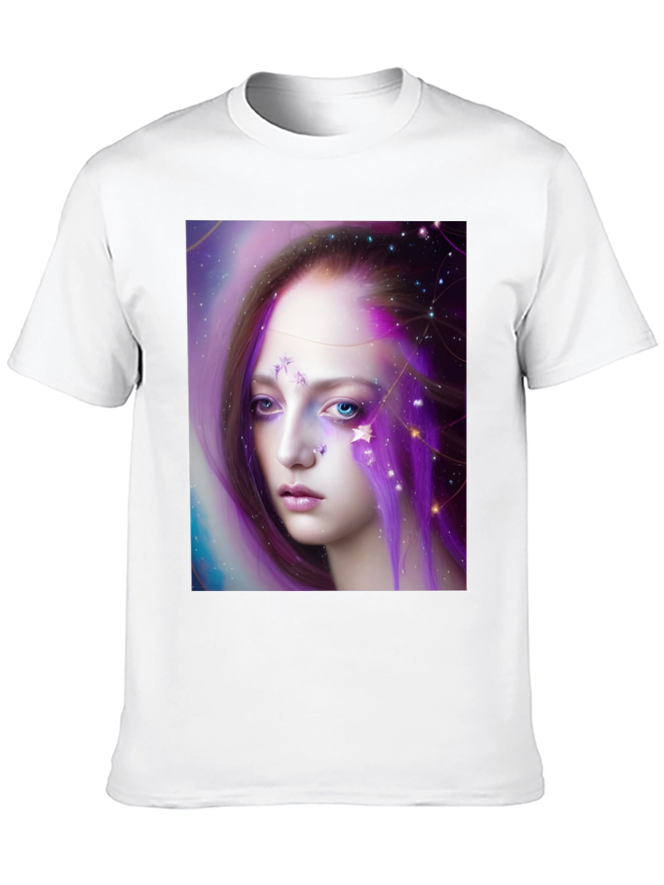 Black Celestial Woman Graphic Tee - Unique Art Shirt view 10
