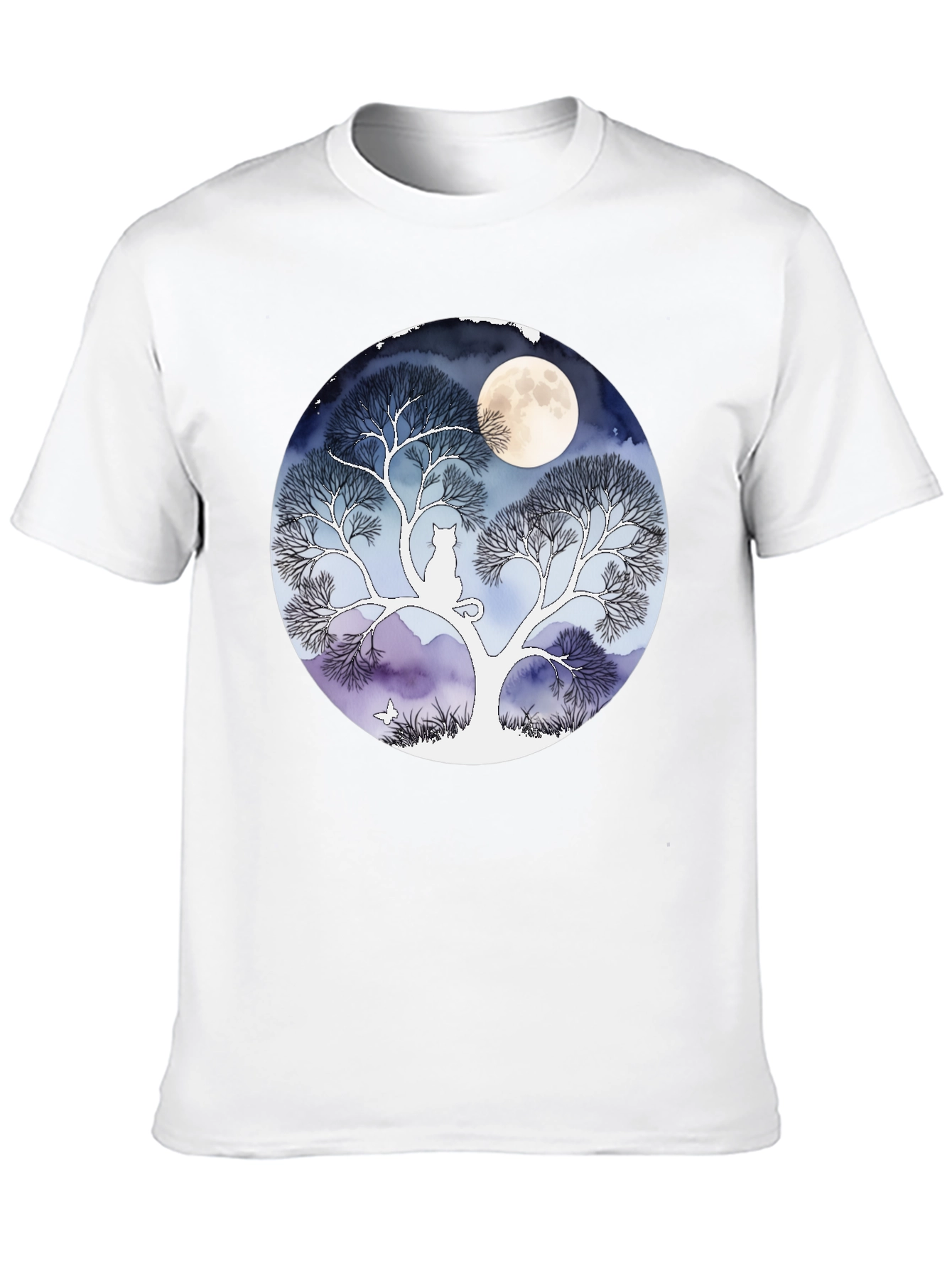 Black Moonlit Cat Tree Graphic Tee - Black view 10