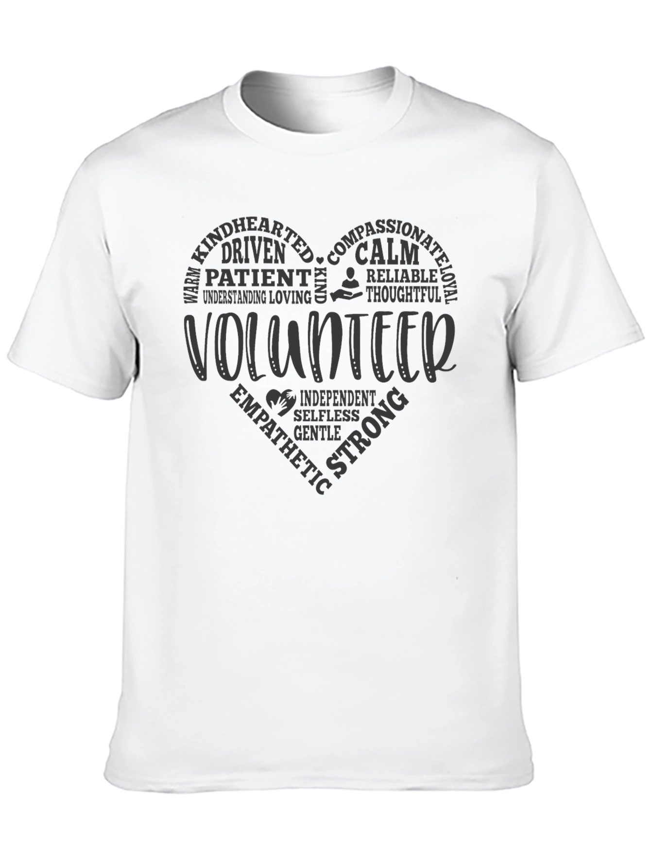 Volunteer Word Art Heart Black T-Shirt - 10