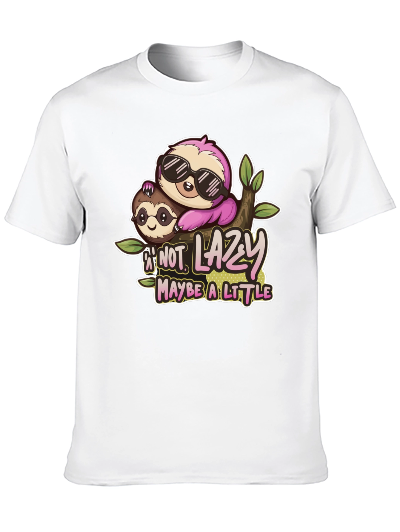 Black Funny Sloth 'Not Lazy' Graphic Tee - Black view 10