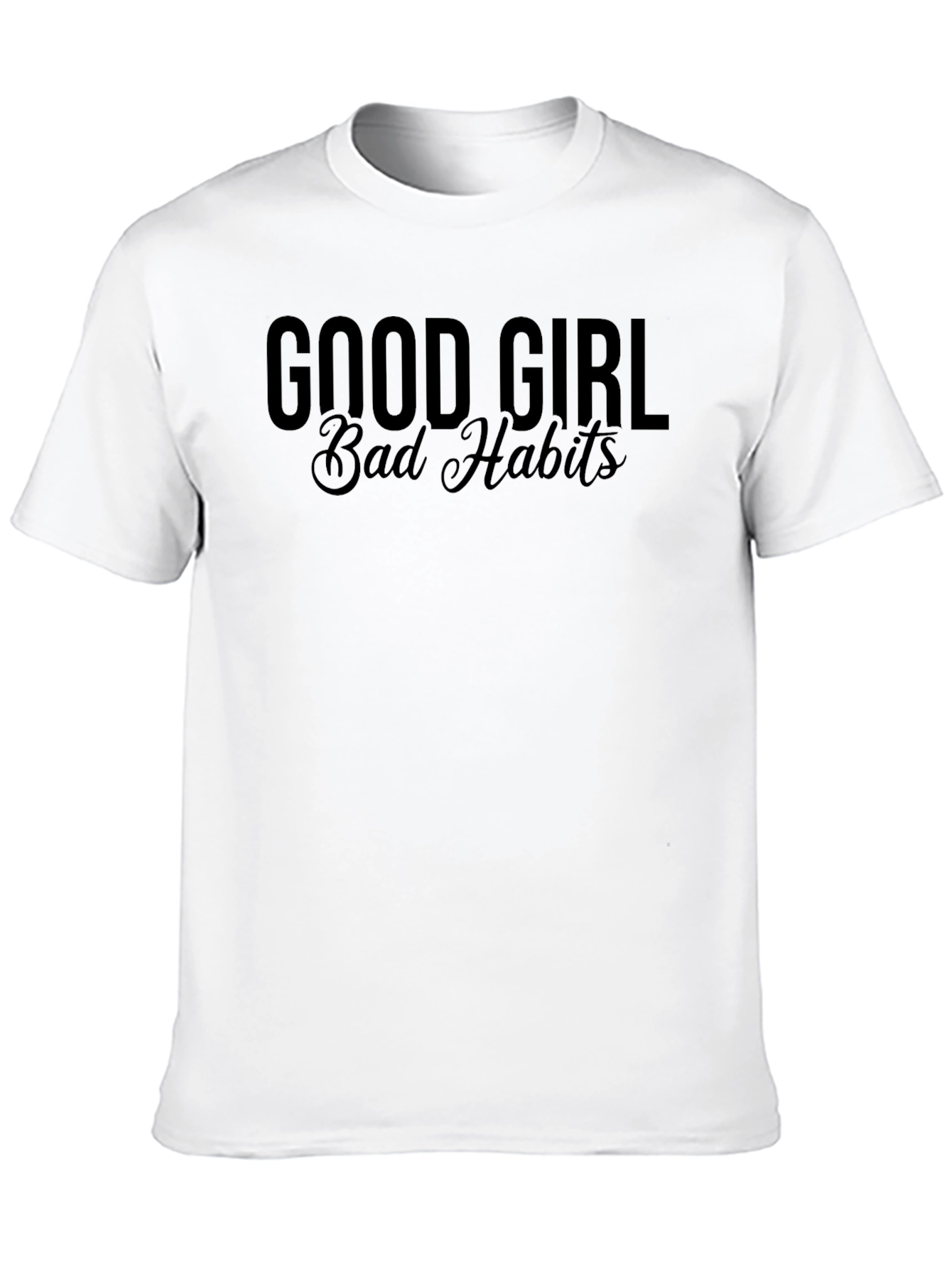 Black Good Girl Bad Habits Graphic Tee - Trendy Crew Neck T-Shirt view 10