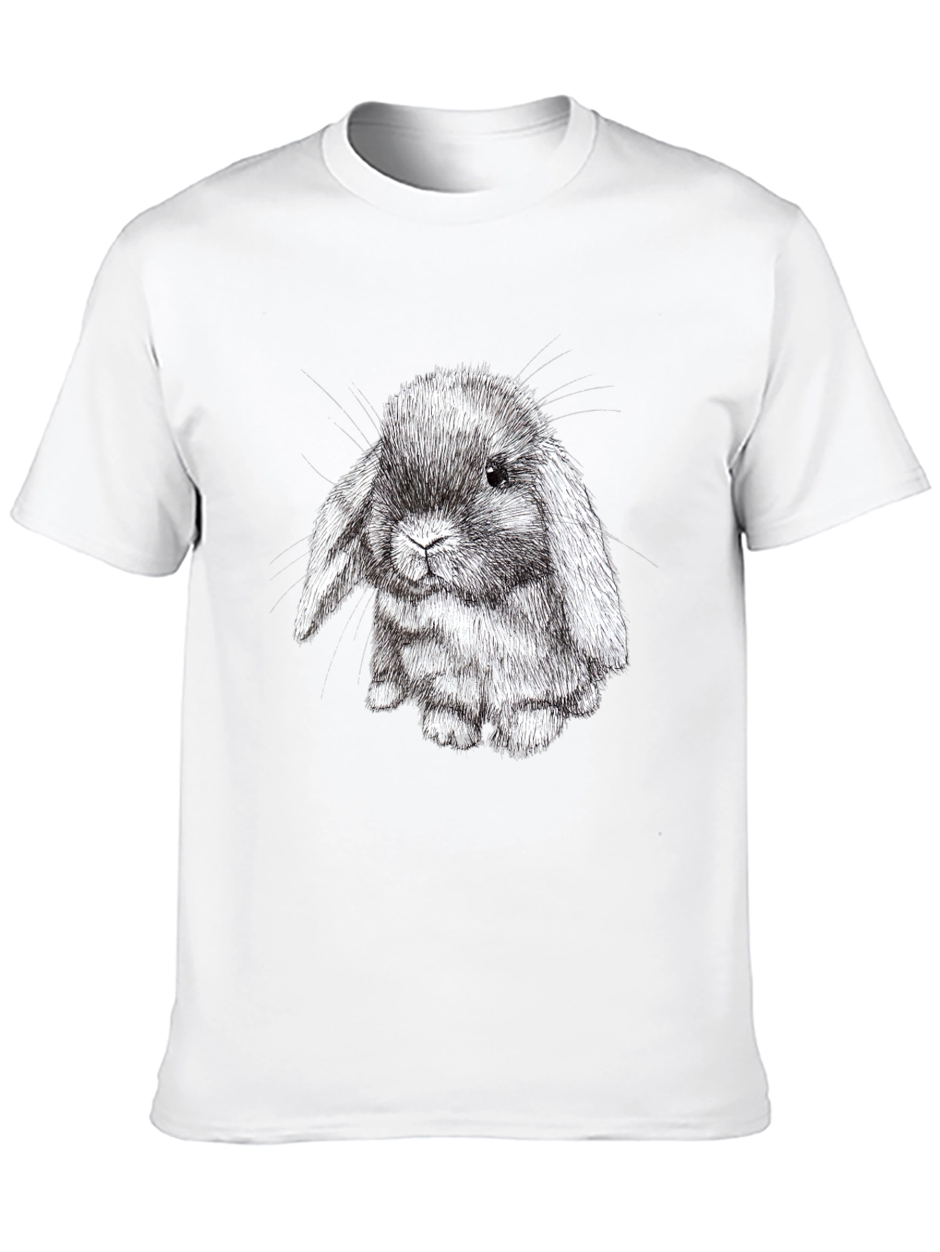 Black Cute Bunny Graphic Black T-Shirt view 10