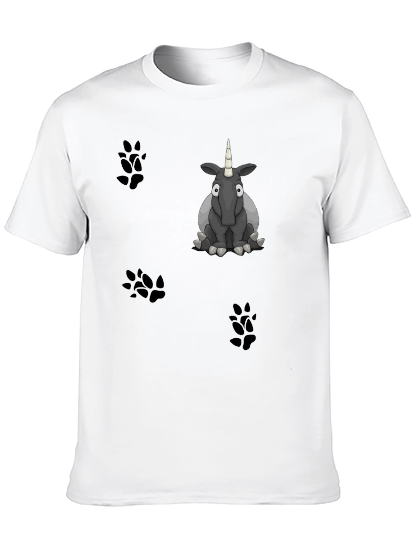 Black Cartoon Unicorn Graphic Print Black T-Shirt view 10