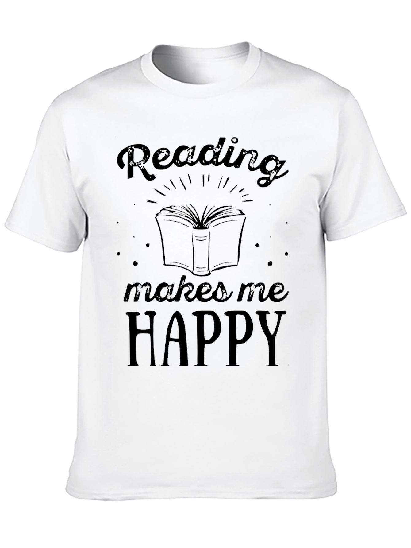 Black Reading Makes Me Happy Black T-Shirt view 10