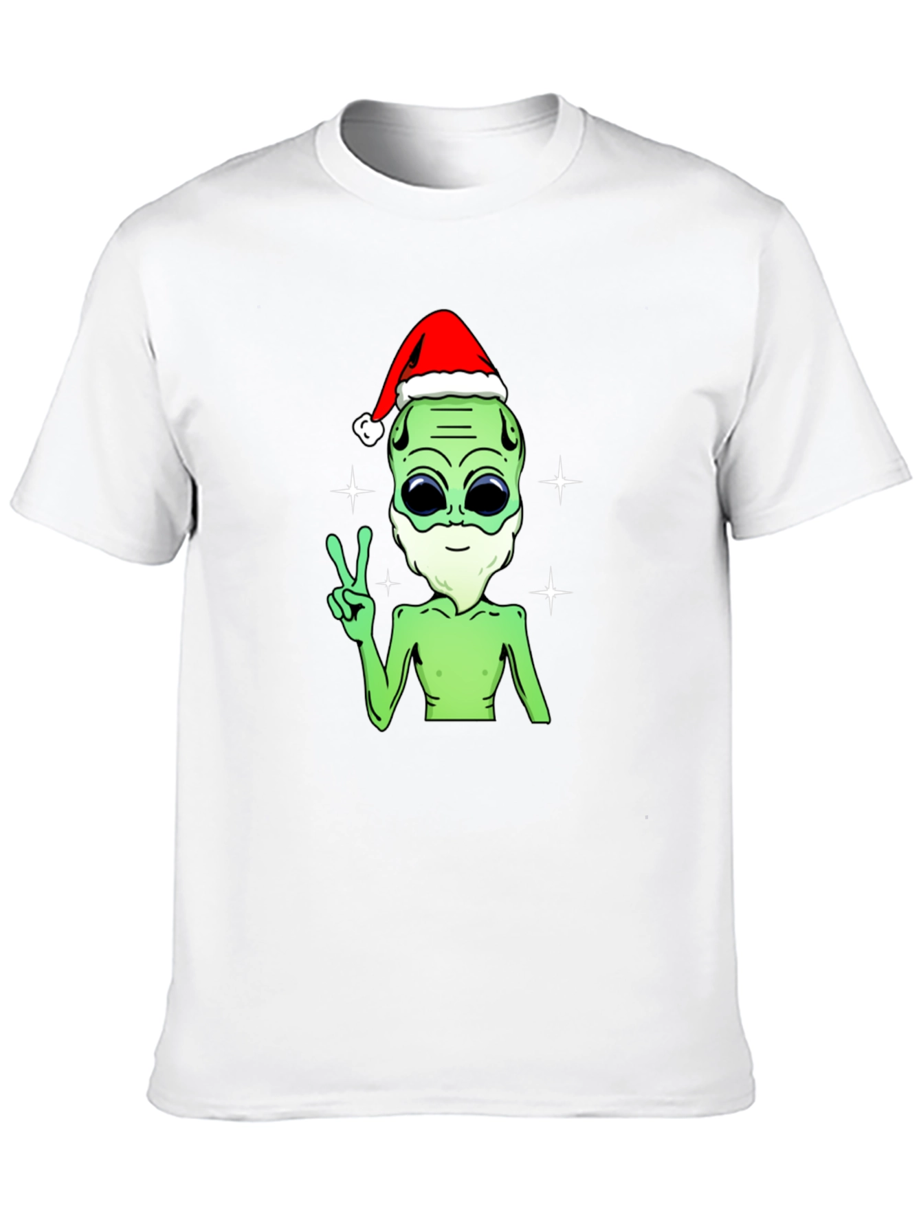 Black Festive Alien T-Shirt - Peace, Love, and Holiday Cheer! view 10