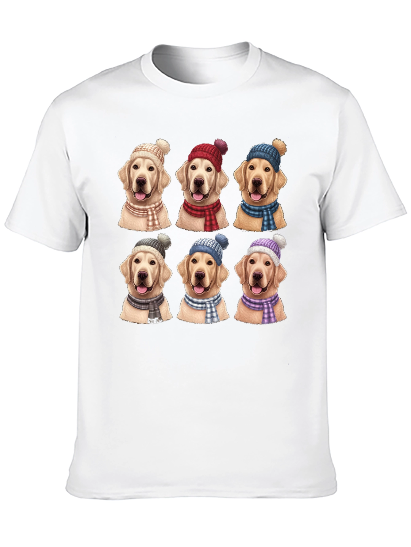 Black Dog Lover T-Shirt: Golden Retrievers in Winter Hats view 10