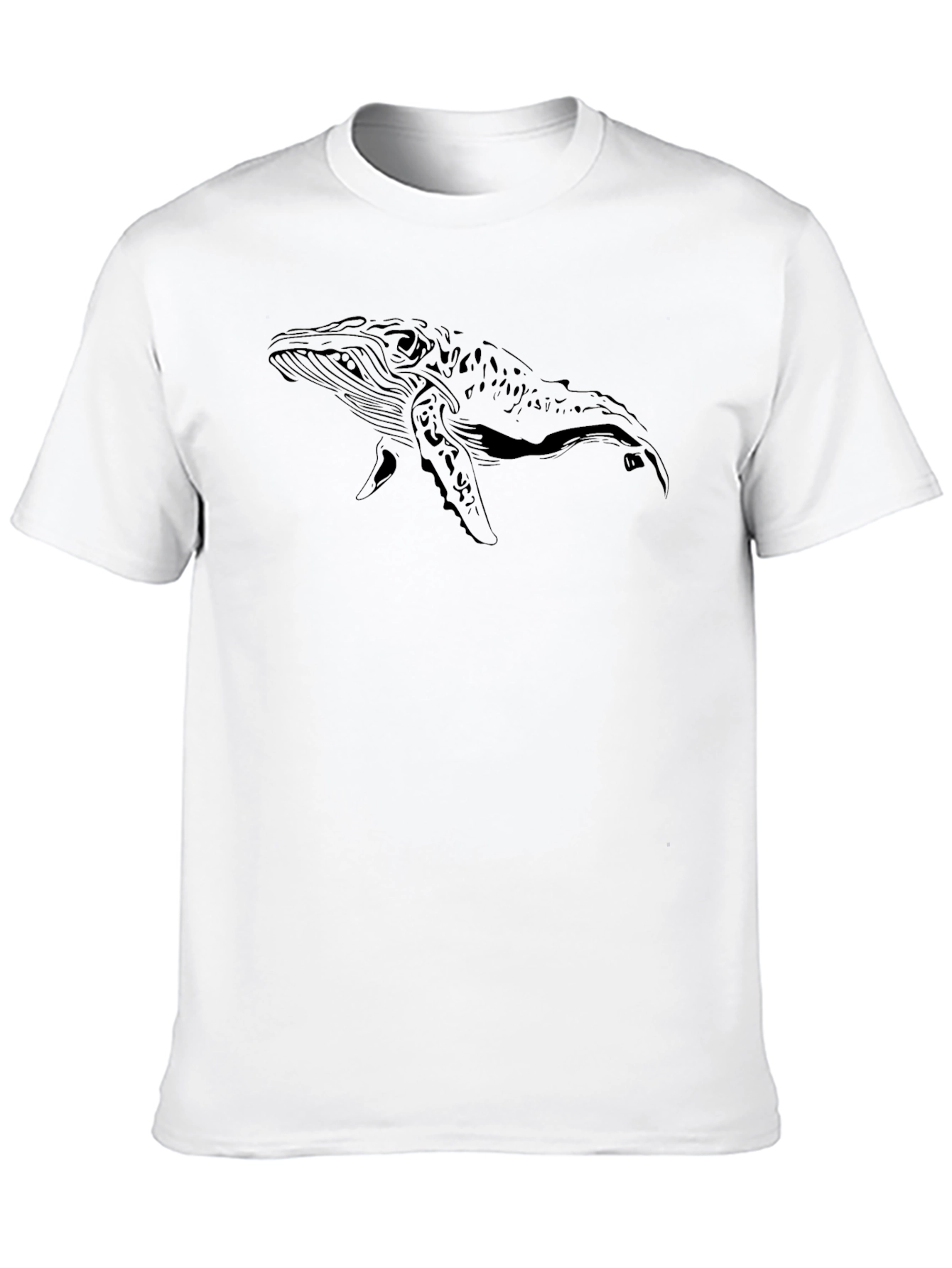 Black Whale Graphic Black T-Shirt - Classic Crew Neck Tee view 10