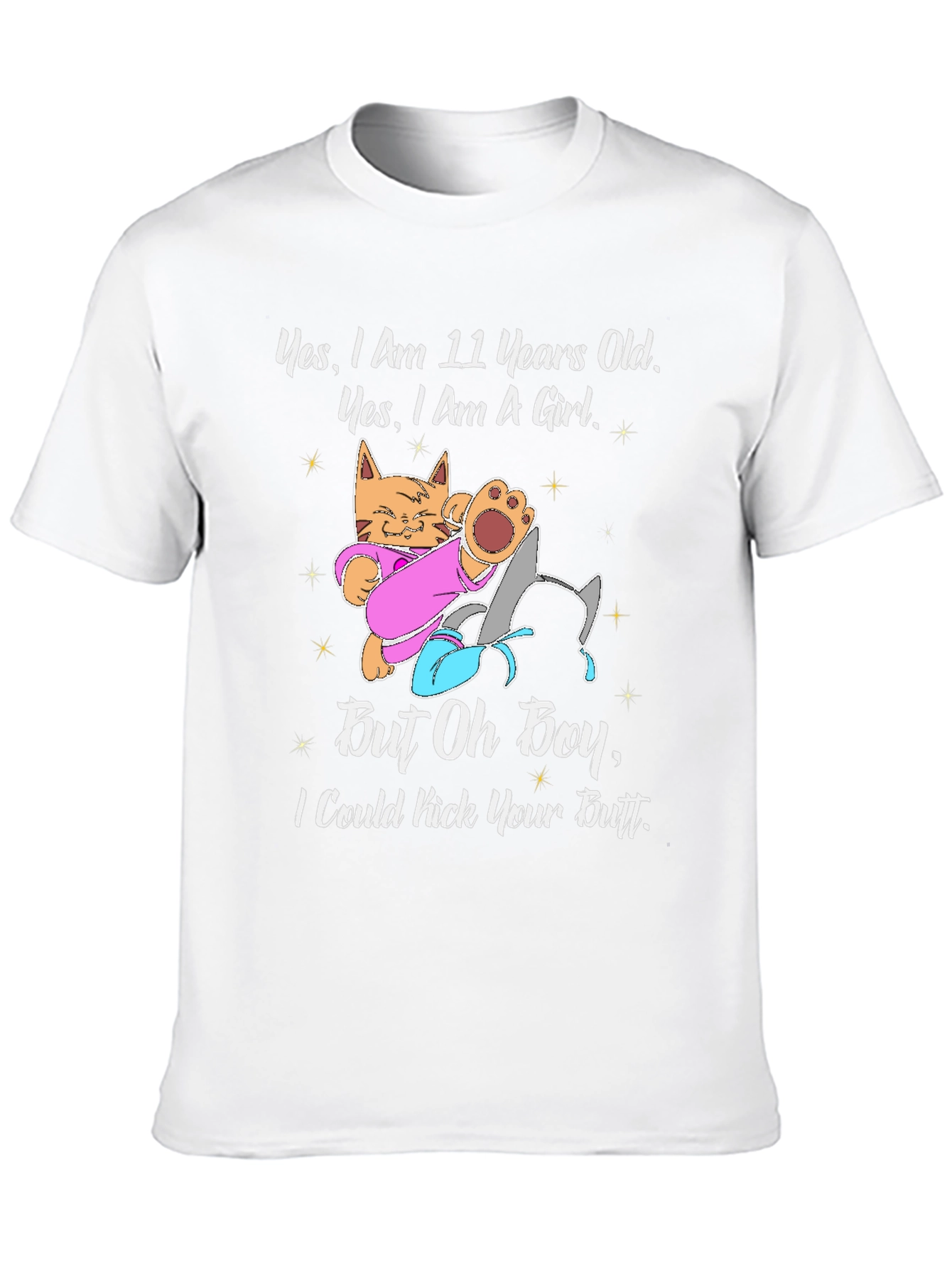 Black 11 Year Old Girl Cat Kick Butt Funny T-Shirt view 10