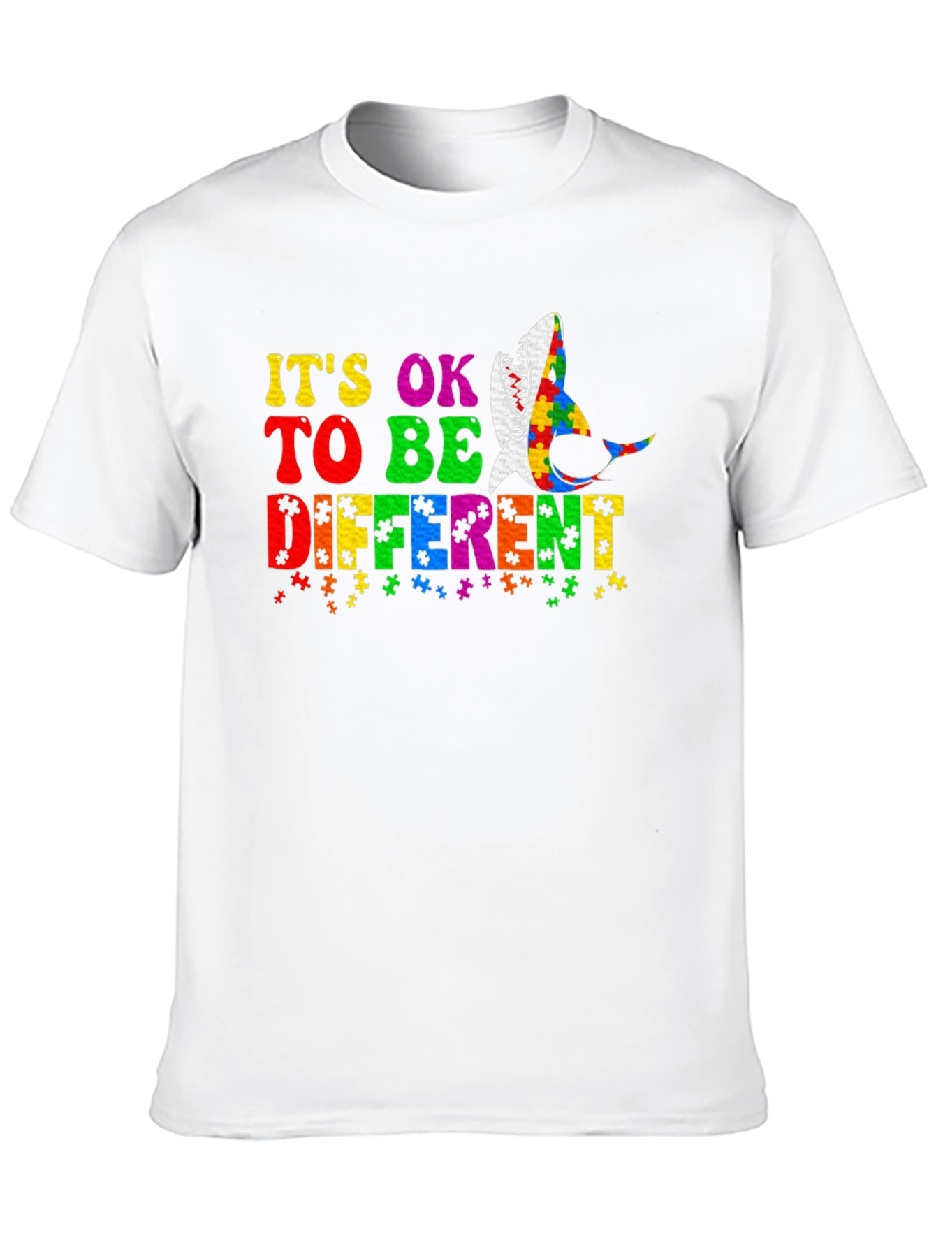 Black Autism Awareness Shark T-Shirt - It's OK To Be Different! view 10