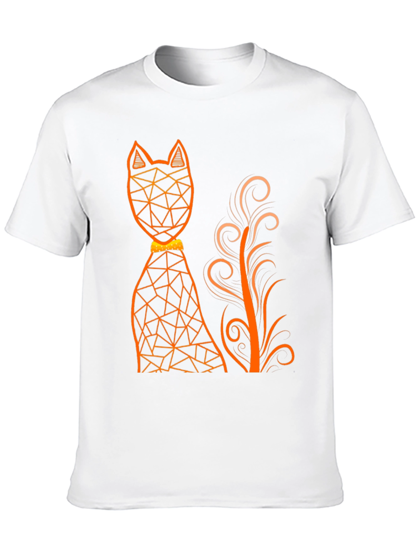 Black Geometric Cat Graphic Tee - Modern Art T-Shirt view 10