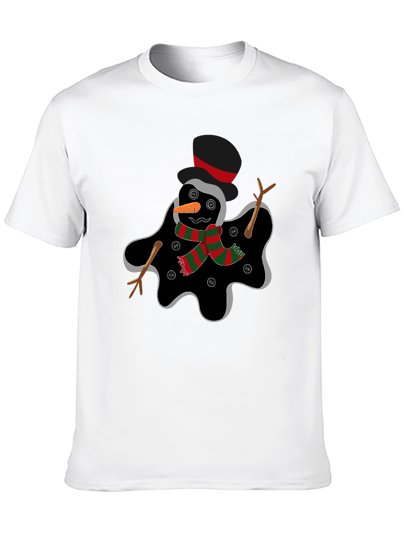 Black Melting Snowman Graphic Tee - Funny Holiday Shirt view 10