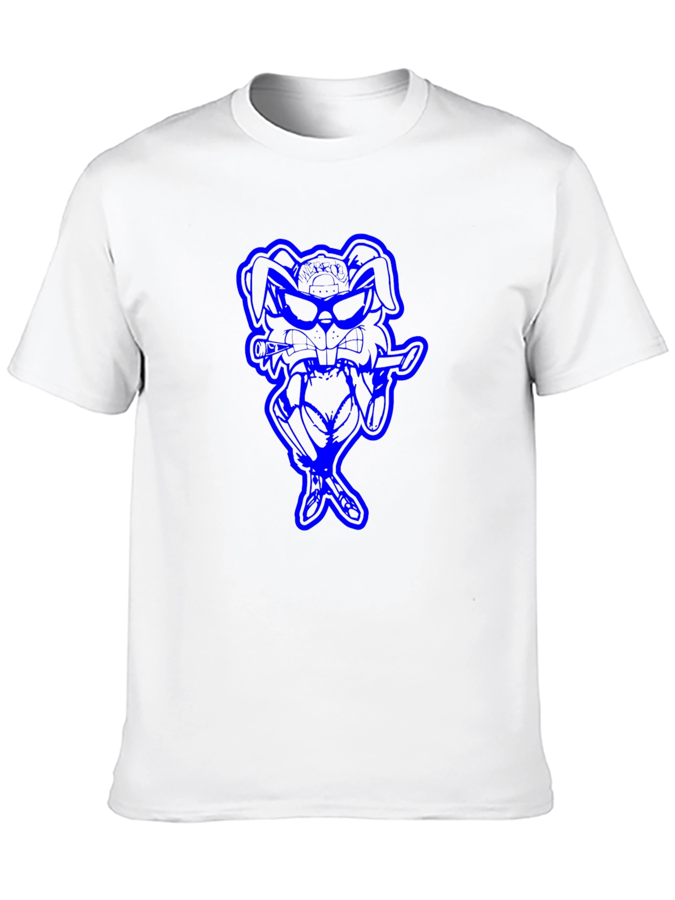Black Cool Blue Bunny Graphic Black T-Shirt view 10