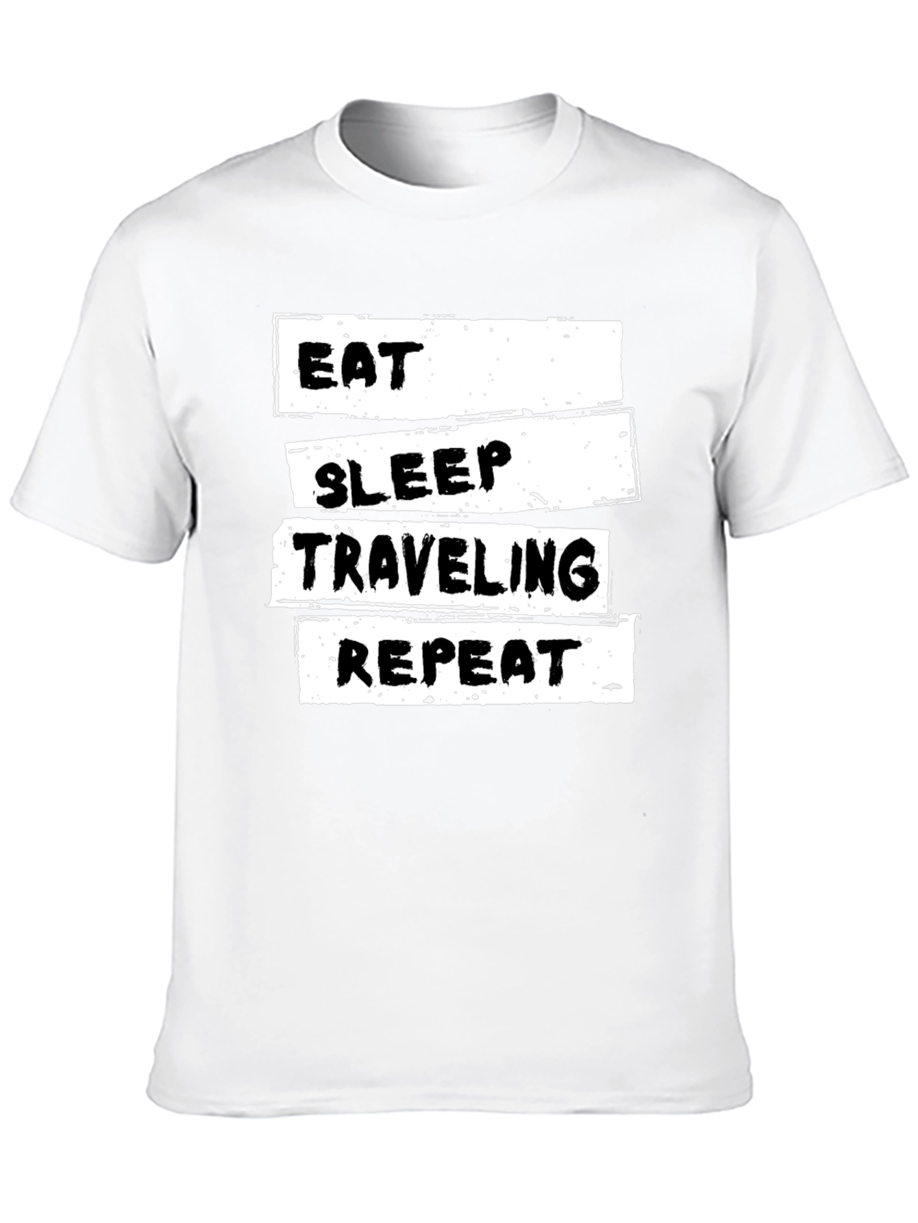 Black Eat Sleep Traveling Repeat Black Graphic Tee view 10