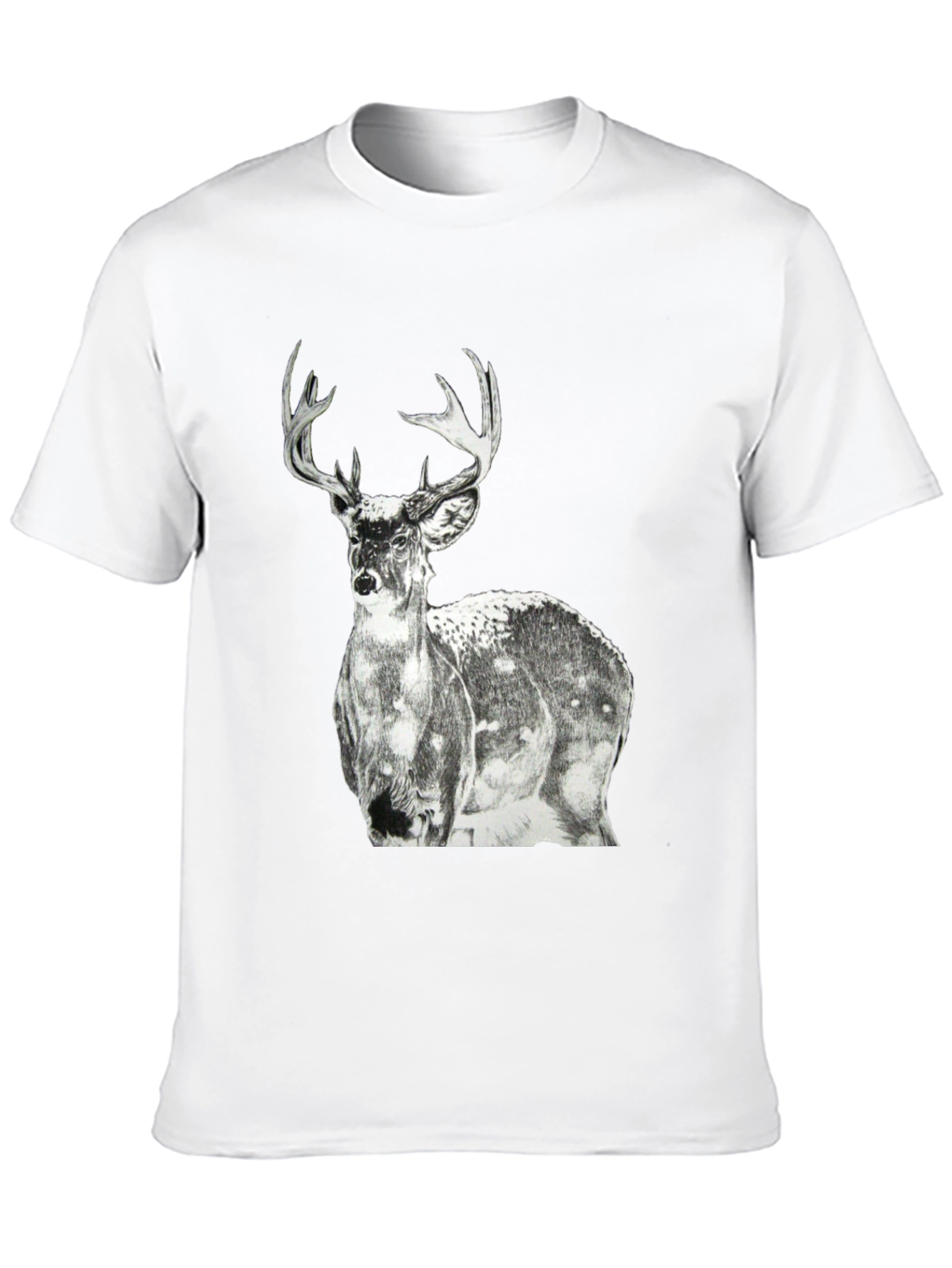Black Deer Graphic Print Men's Black T-Shirt view 10