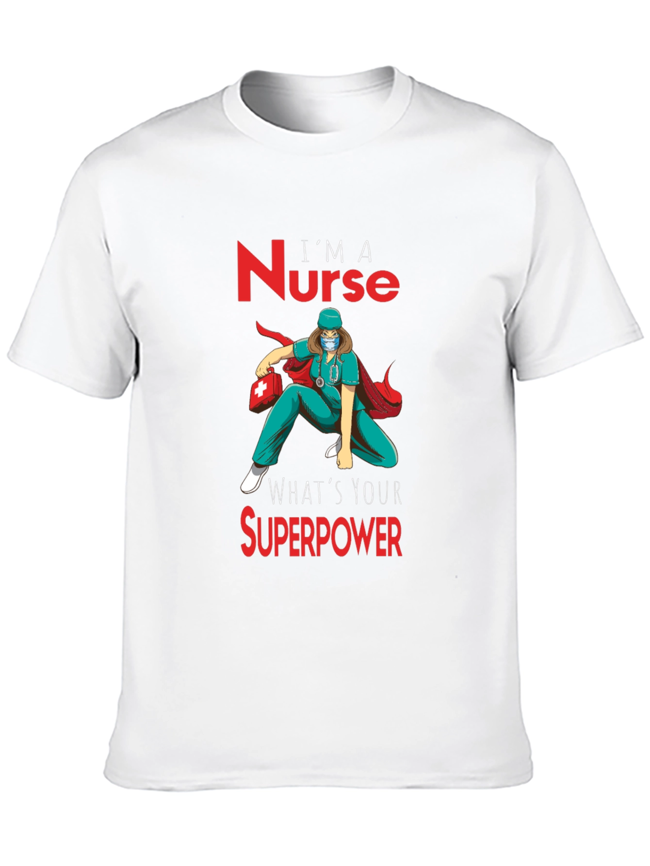 Black Nurse Superpower T-Shirt - Heroic Nurse Design view 10