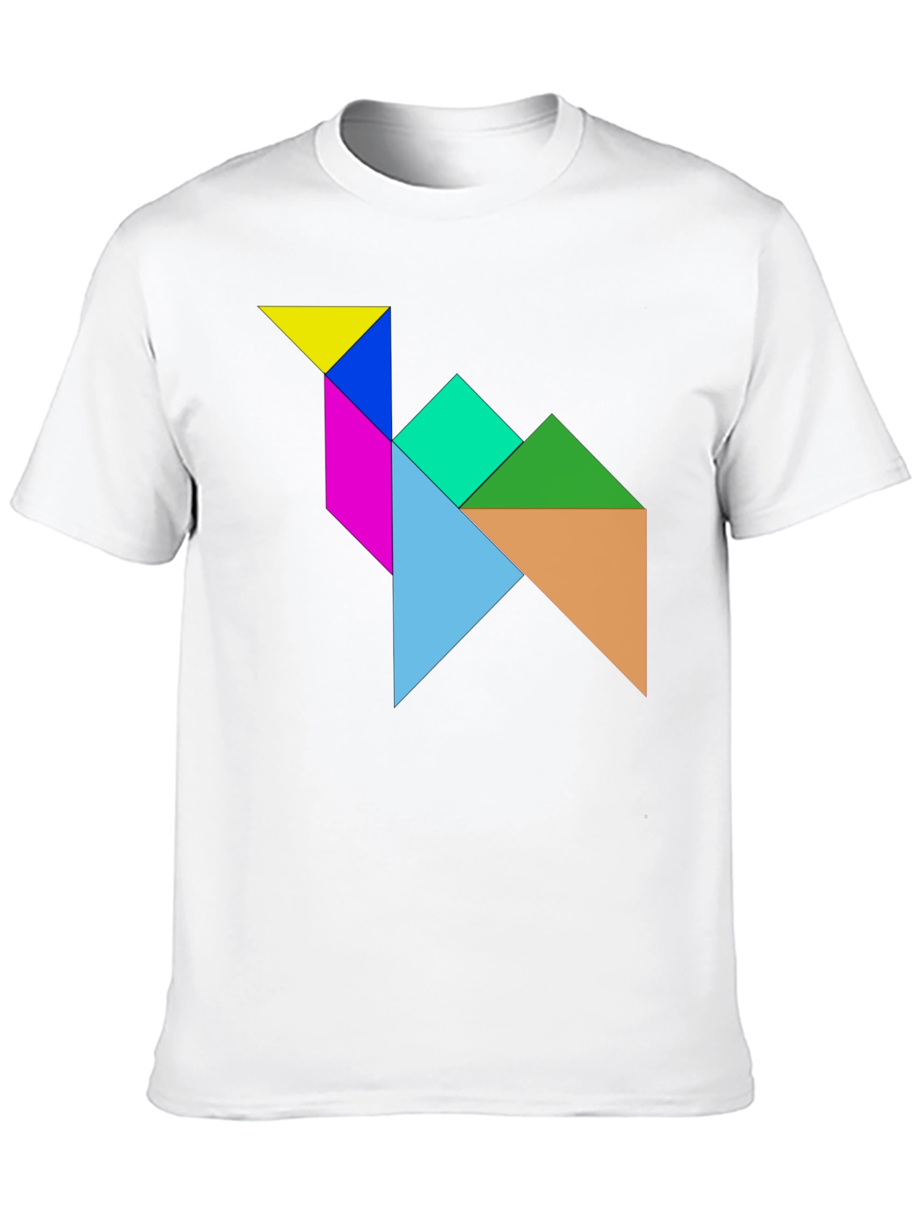 Black Tangram Camel T-Shirt - Puzzle Design Tee view 10