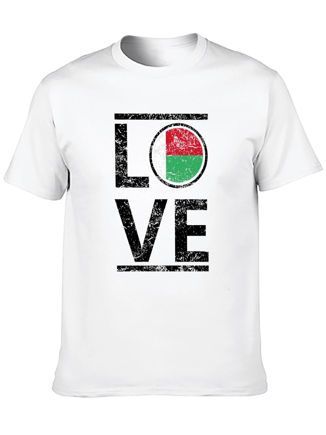 Black Love Madagascar Flag T-Shirt - Black Cotton Tee view 10