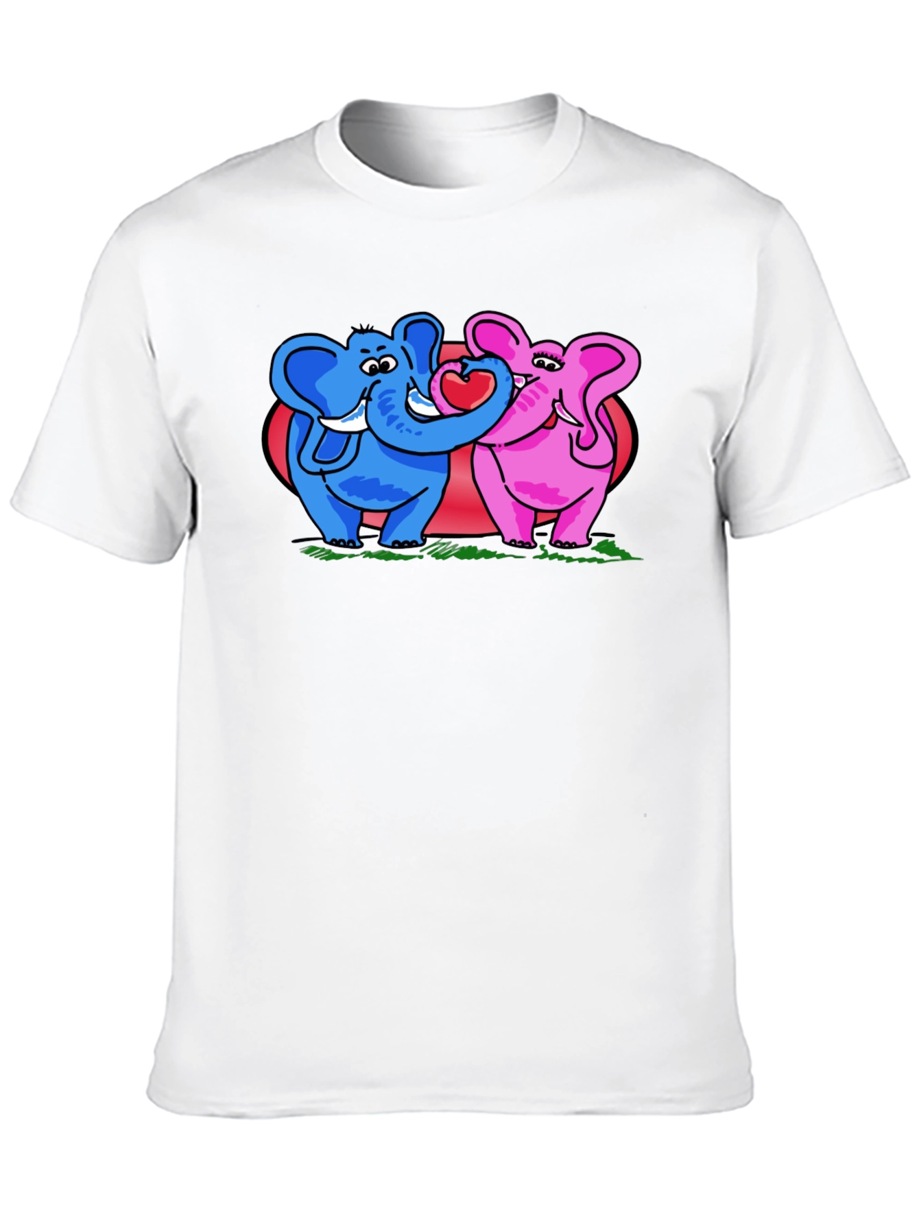 Black Elephant Love T-Shirt - Blue & Pink Elephants view 10