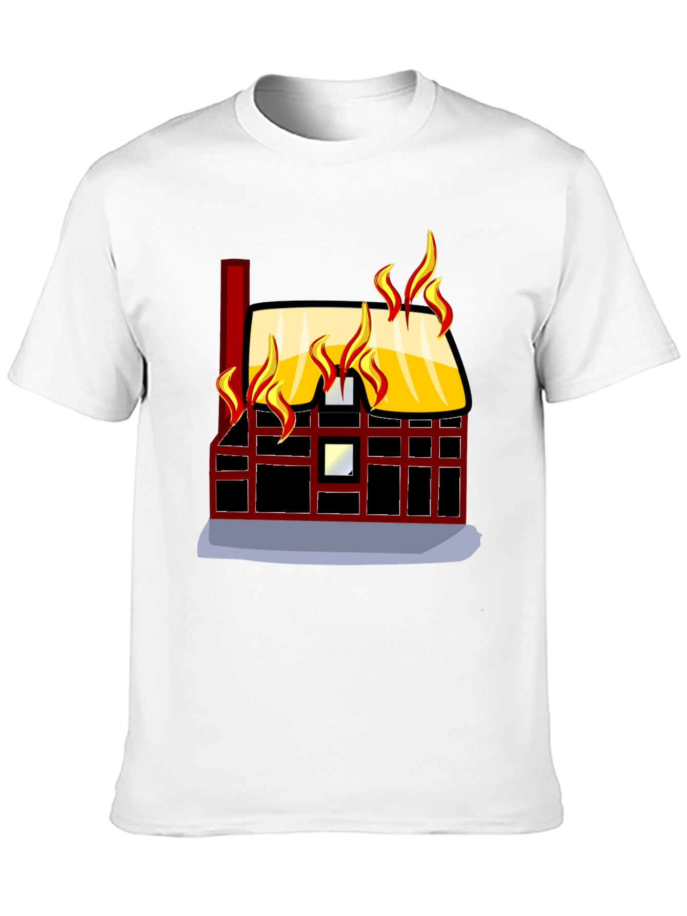 Black Burning House Graphic Tee - Bold Black T-Shirt view 10
