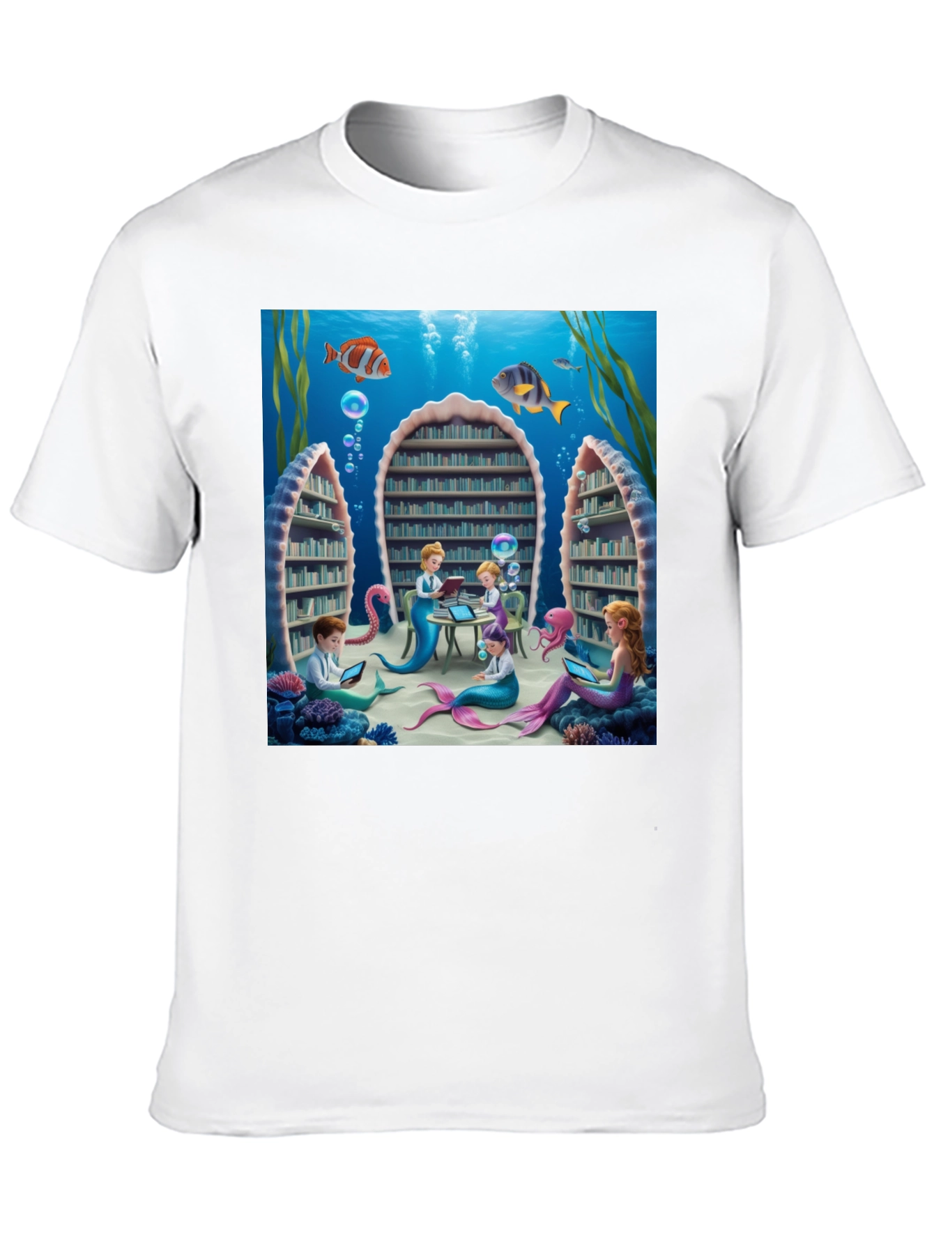 Black Mermaid Library T-Shirt view 10