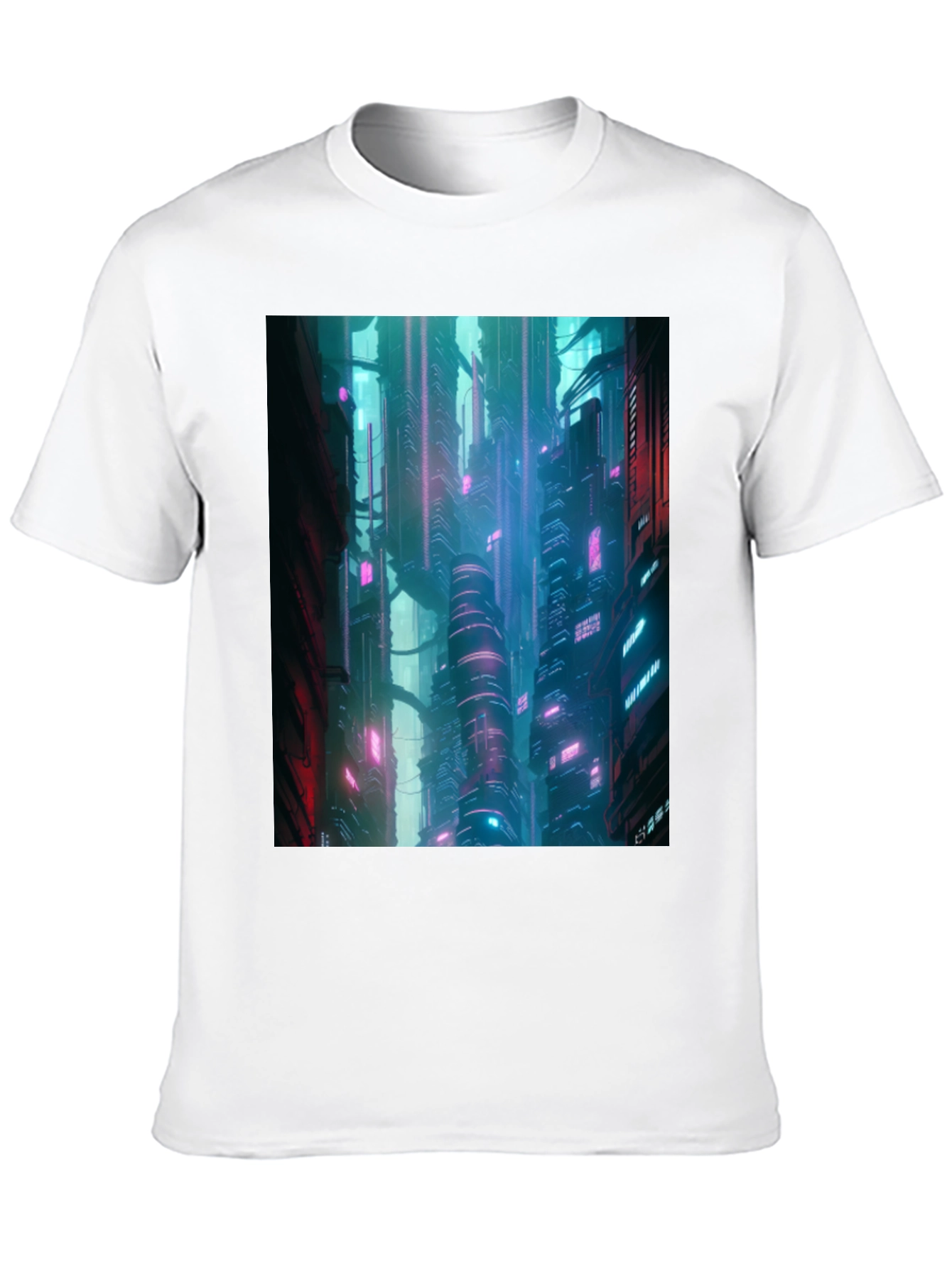 Black Cyberpunk City T-Shirt view 10