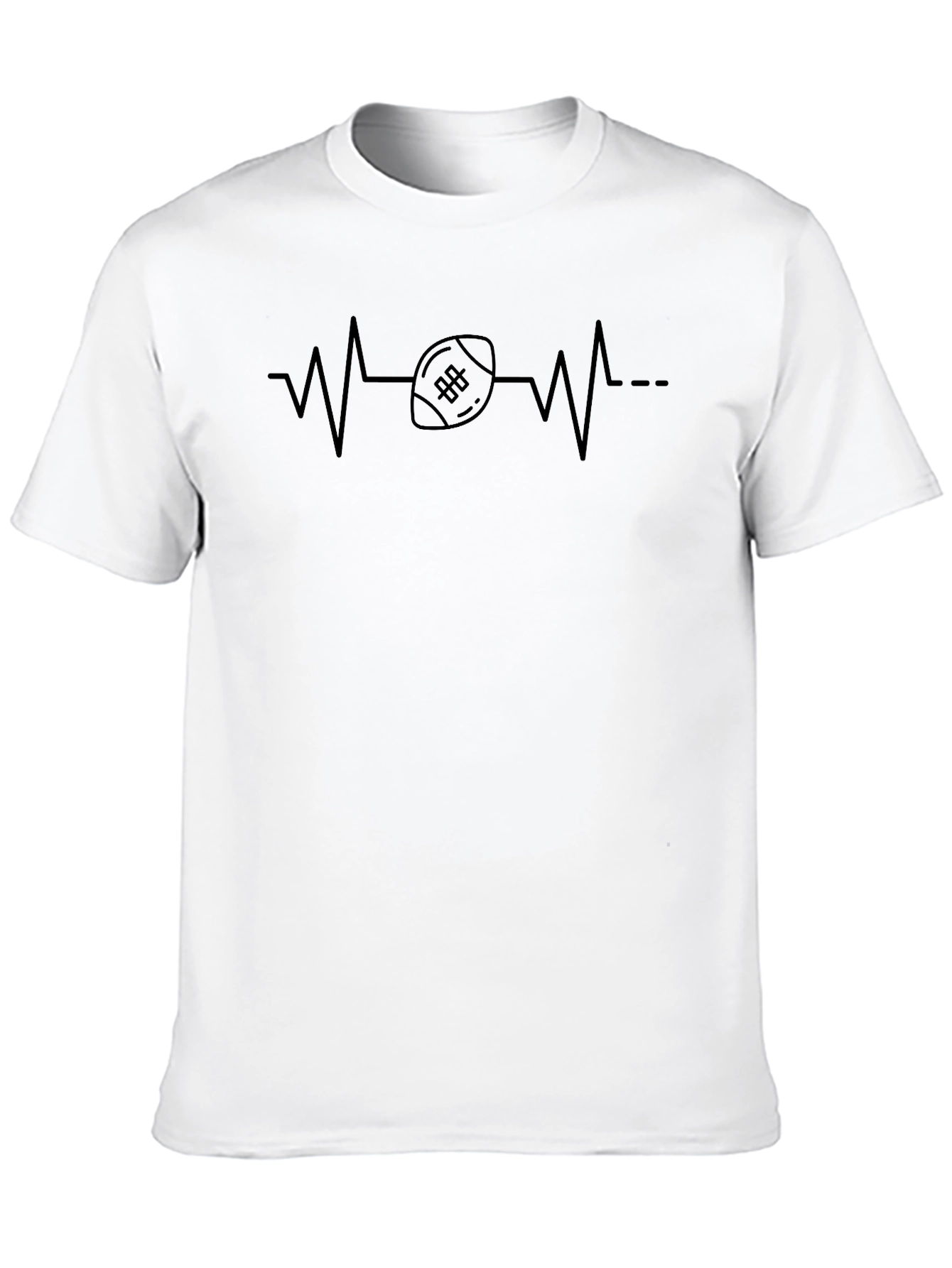 Black Football Heartbeat T-Shirt - Black Graphic Tee view 10