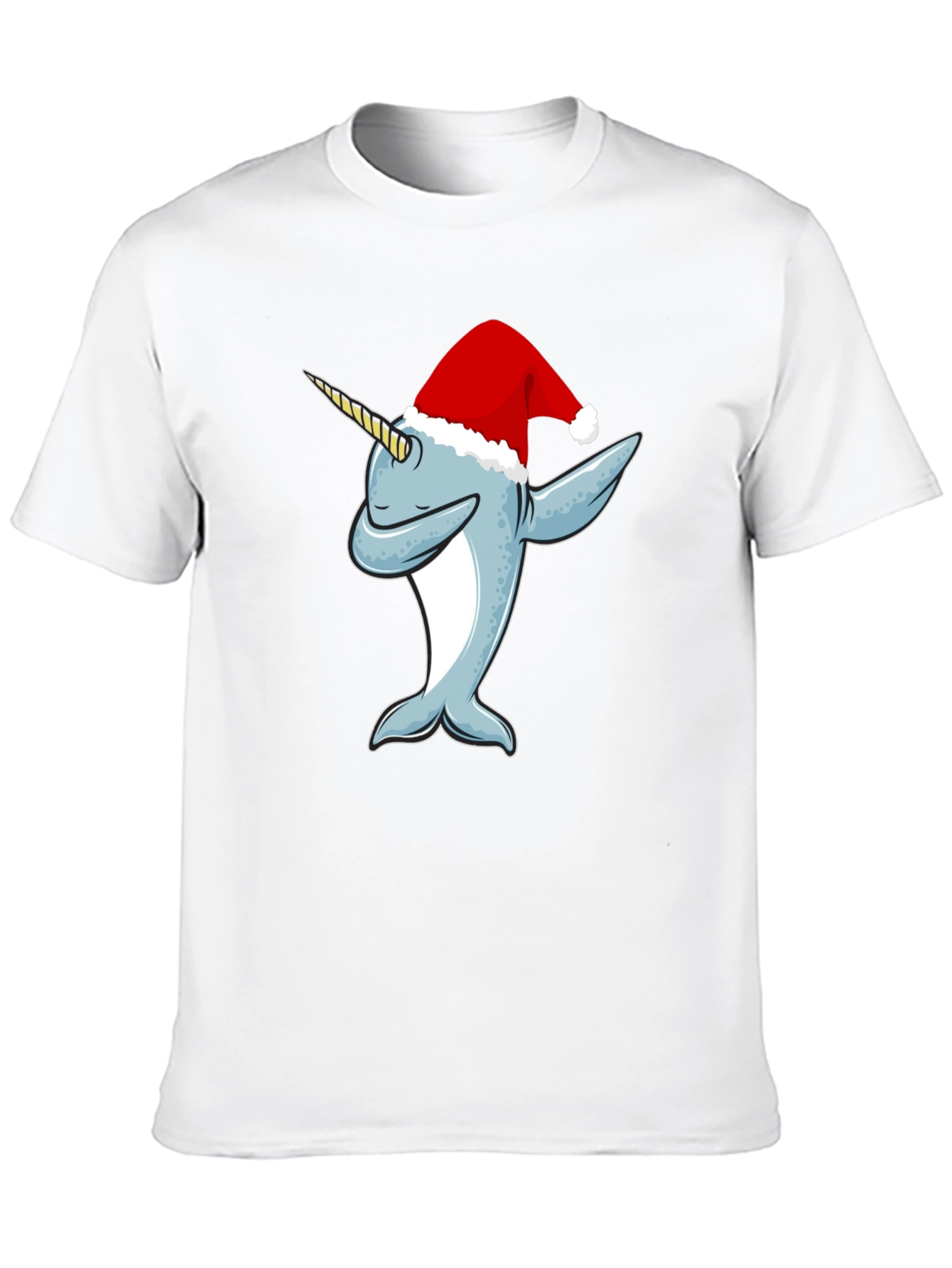 Black Dabbing Narwhal Christmas T-Shirt view 10
