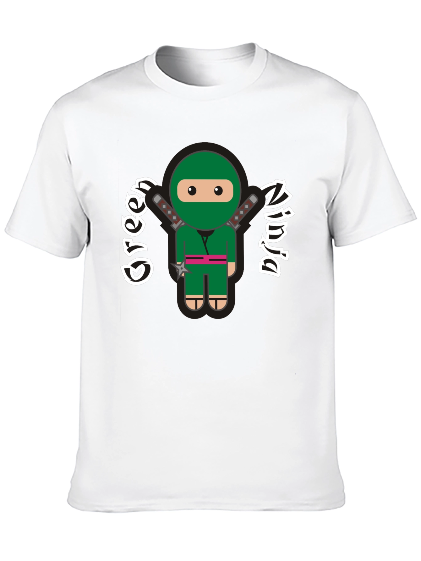 Black Green Ninja Cartoon Graphic T-Shirt view 10