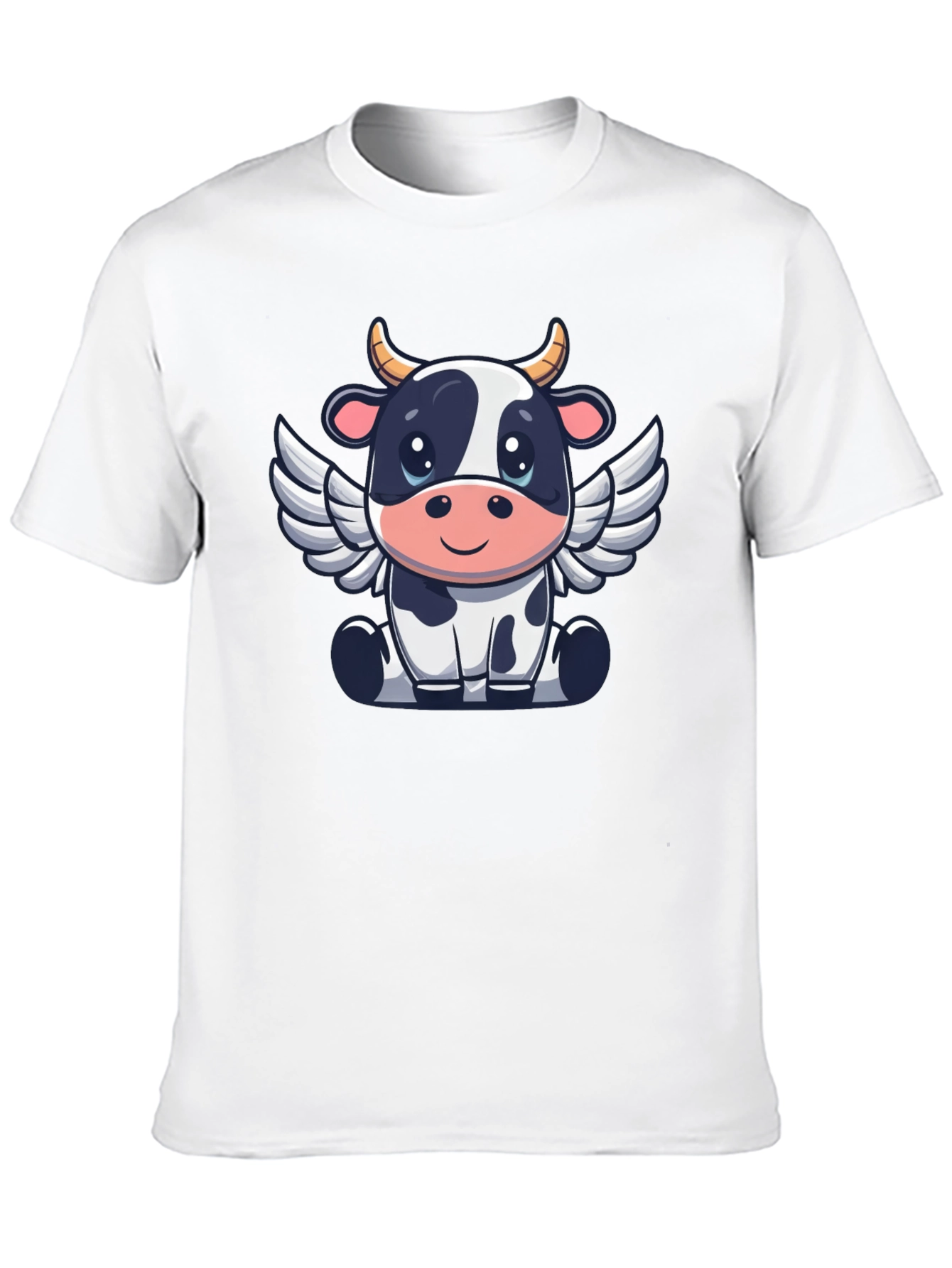 Black Cow Angel Graphic Tee - Black Cotton T-Shirt view 10
