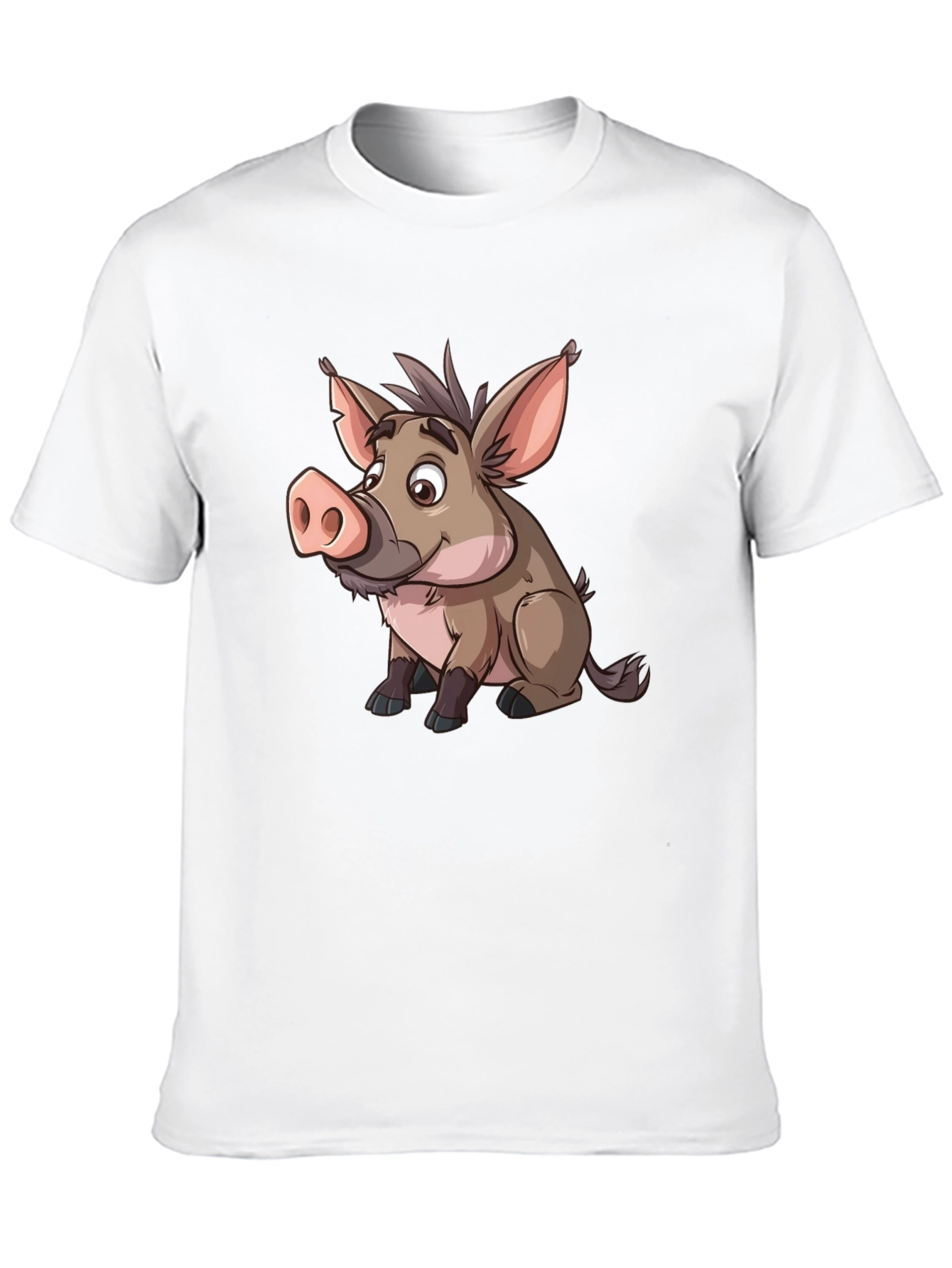 Black Boar Cartoon Graphic Black T-Shirt view 10