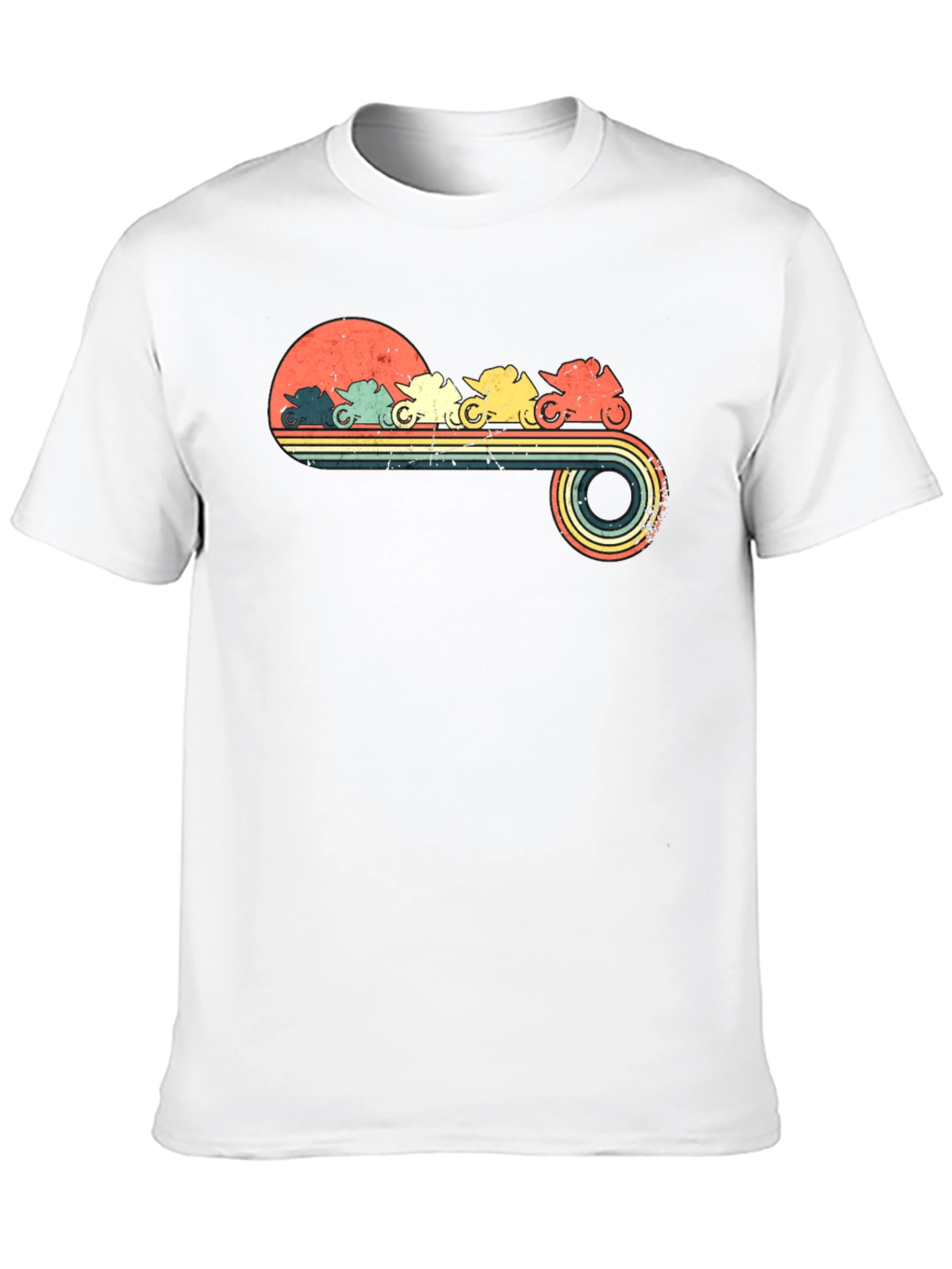 Black Retro Motorcycle Sunset Graphic T-Shirt view 10