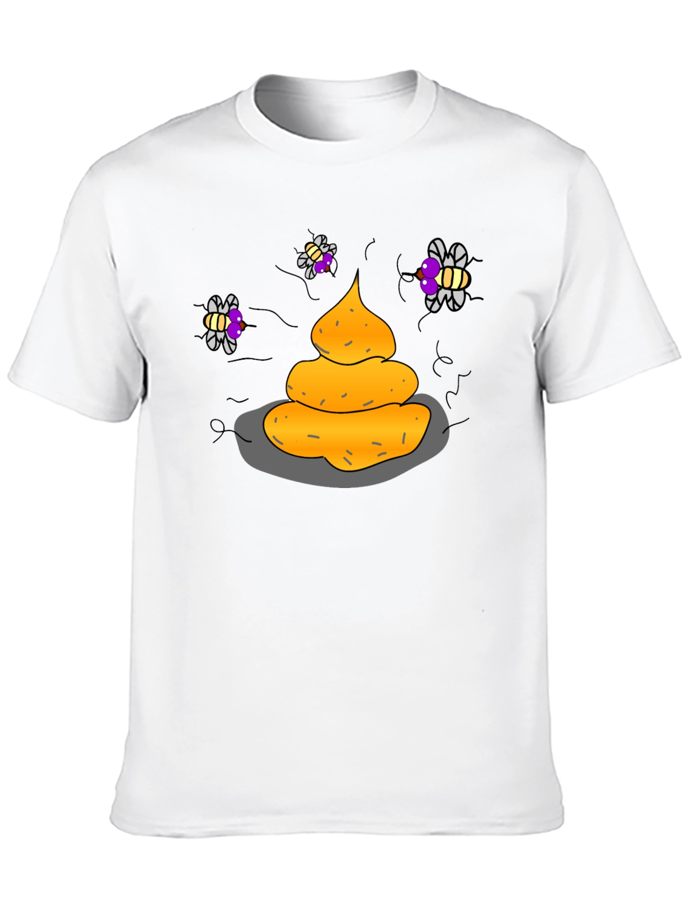 Black Humorous Graphic Tee - Funny Poop & Flies view 10