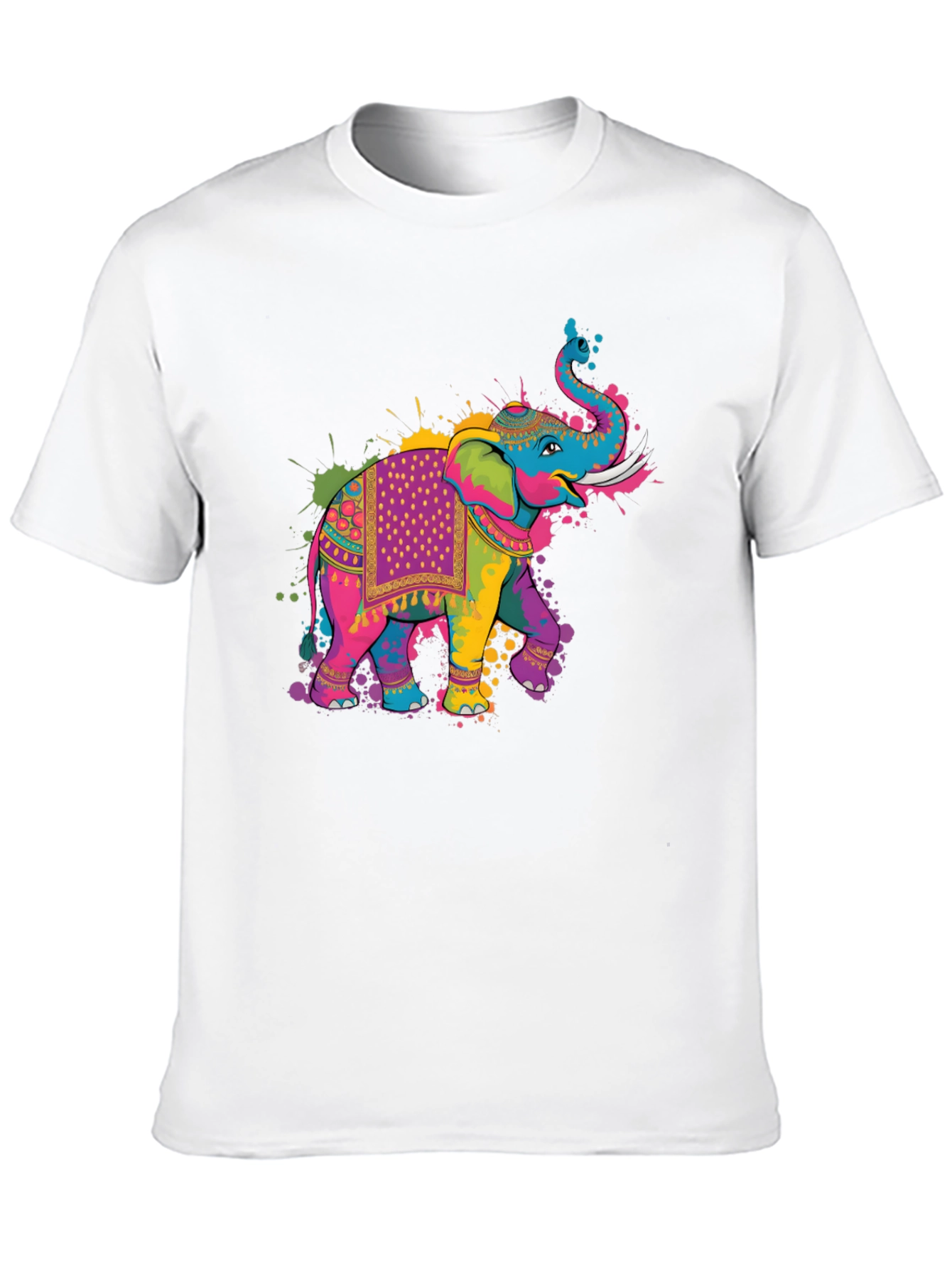 Black Colorful Elephant Graphic T-Shirt view 10