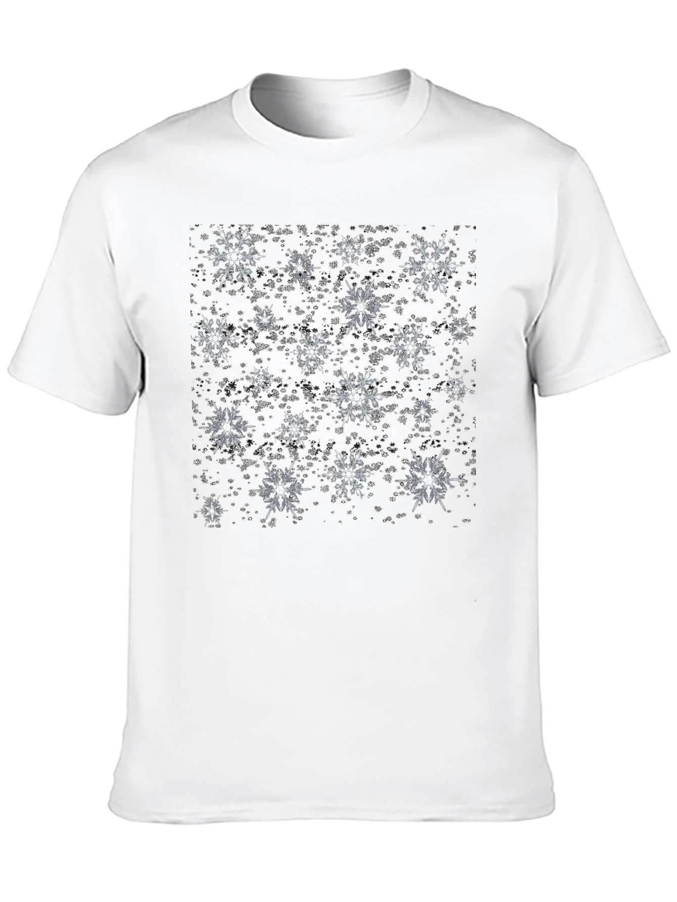 Black Snowflake Pattern Black T-Shirt view 10