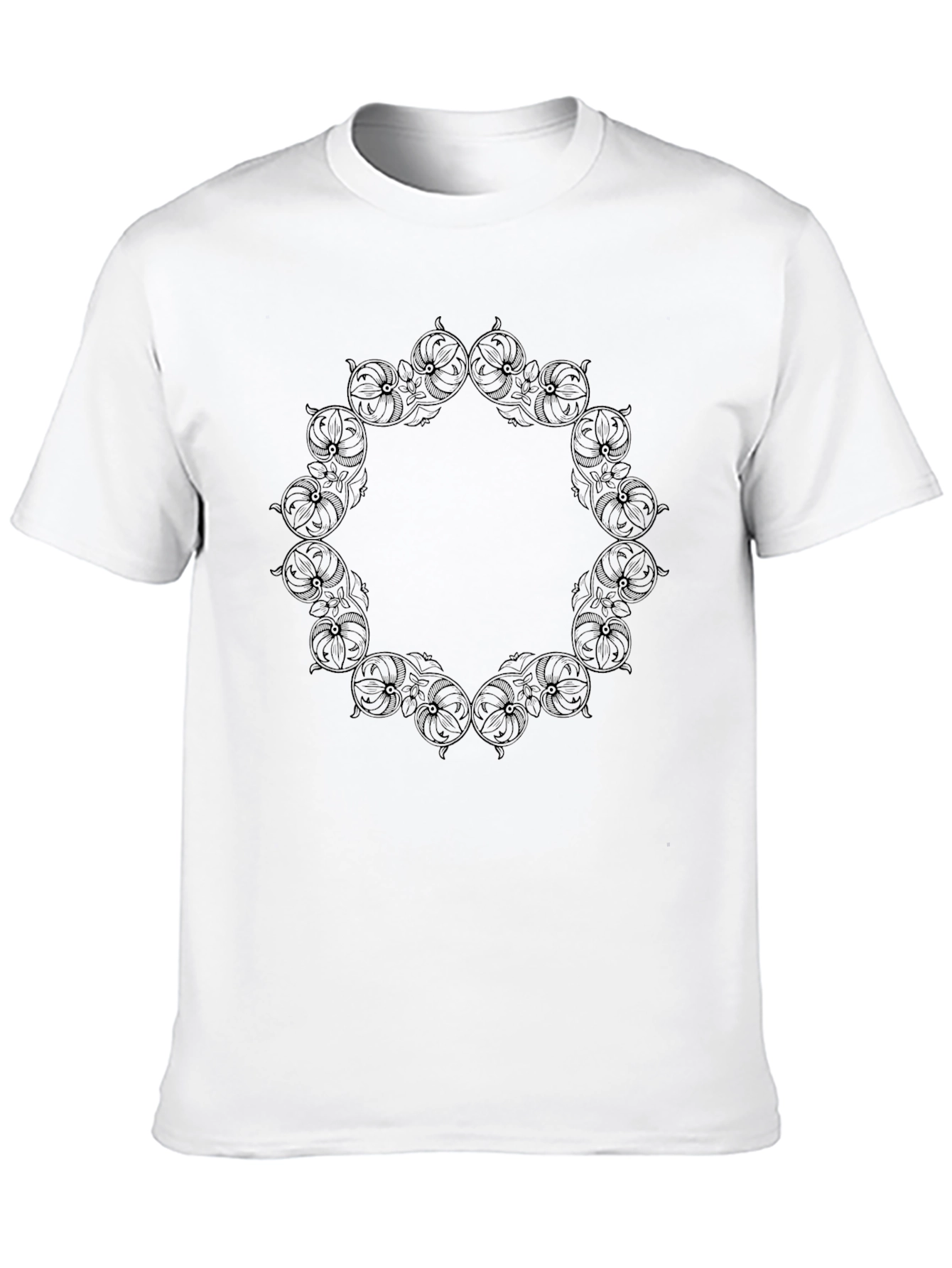 Black Black Graphic Tee - Ornate Circle Design view 10
