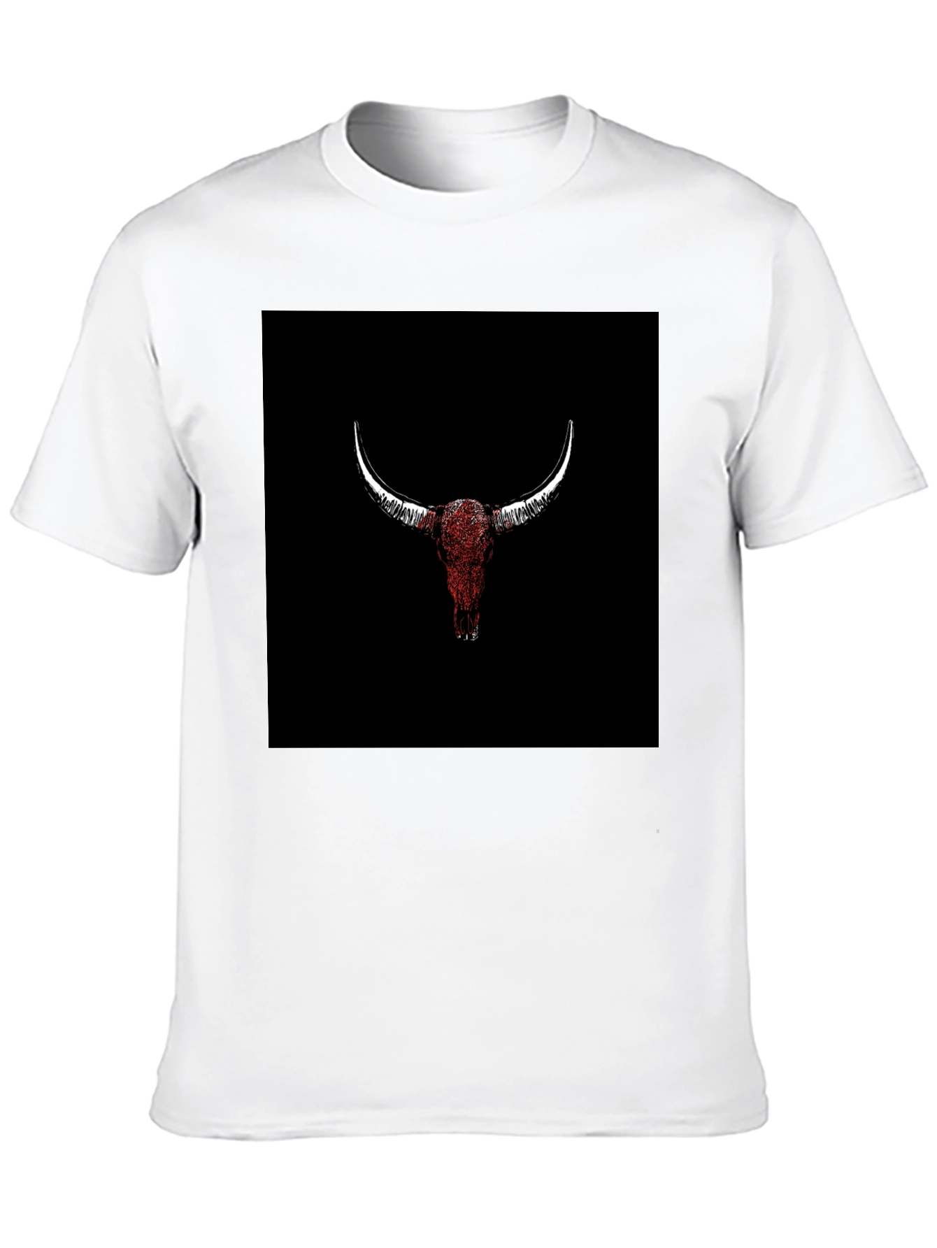 Black Bull Skull Graphic Tee - Black Cotton T-Shirt view 10