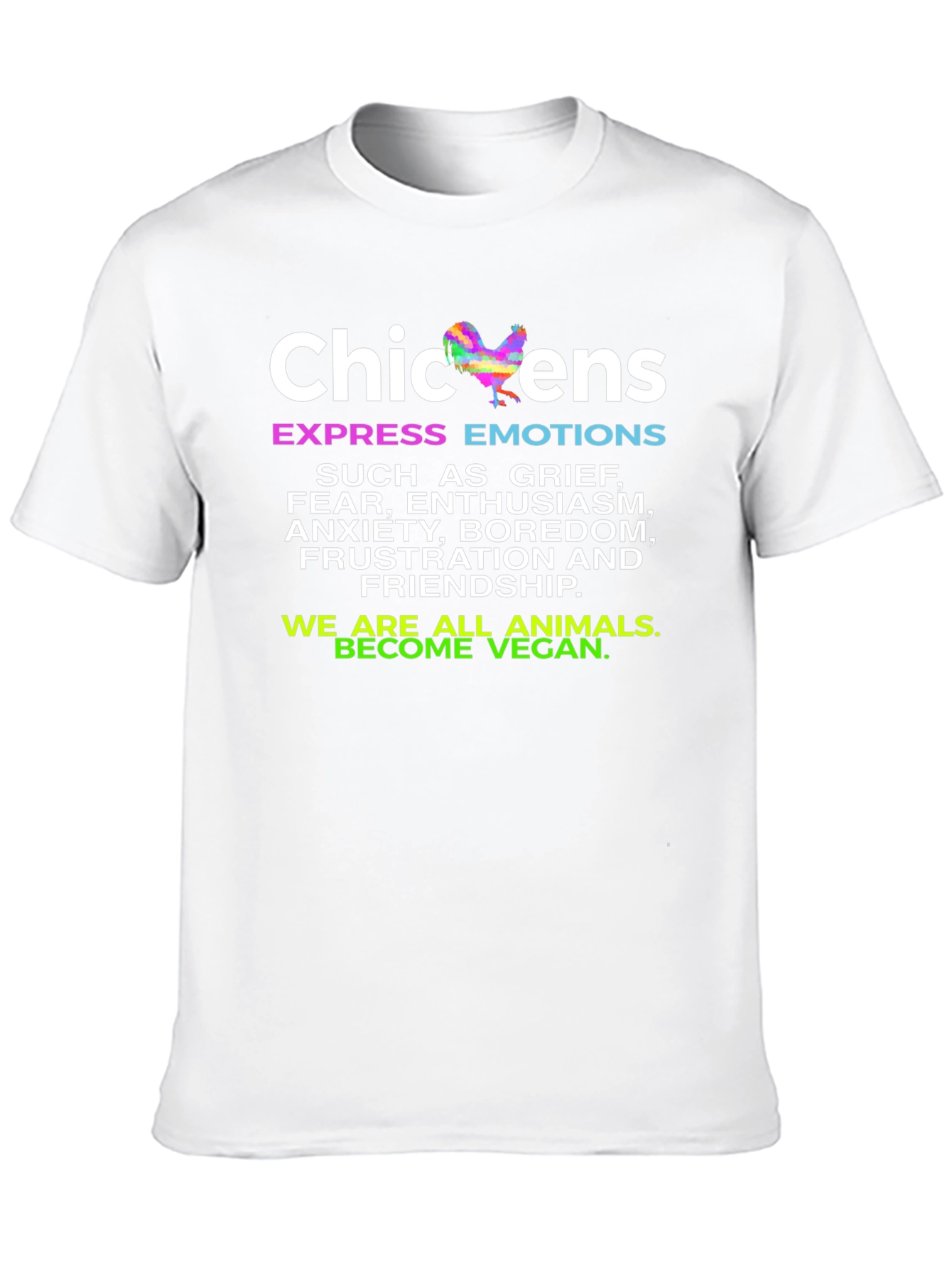 Black Chickens Express Emotions T-Shirt - Vegan Animal Lover Tee view 10