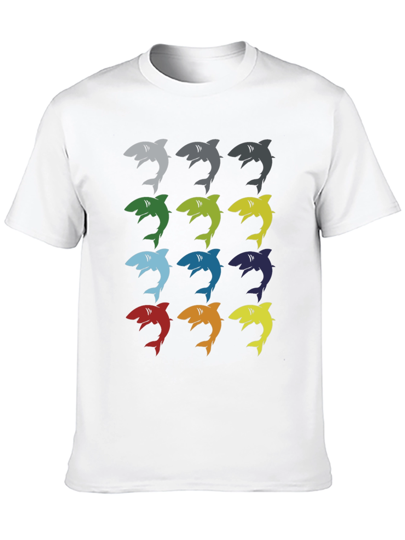 Black Men's Shark Pattern Graphic T-Shirt - Black view 10