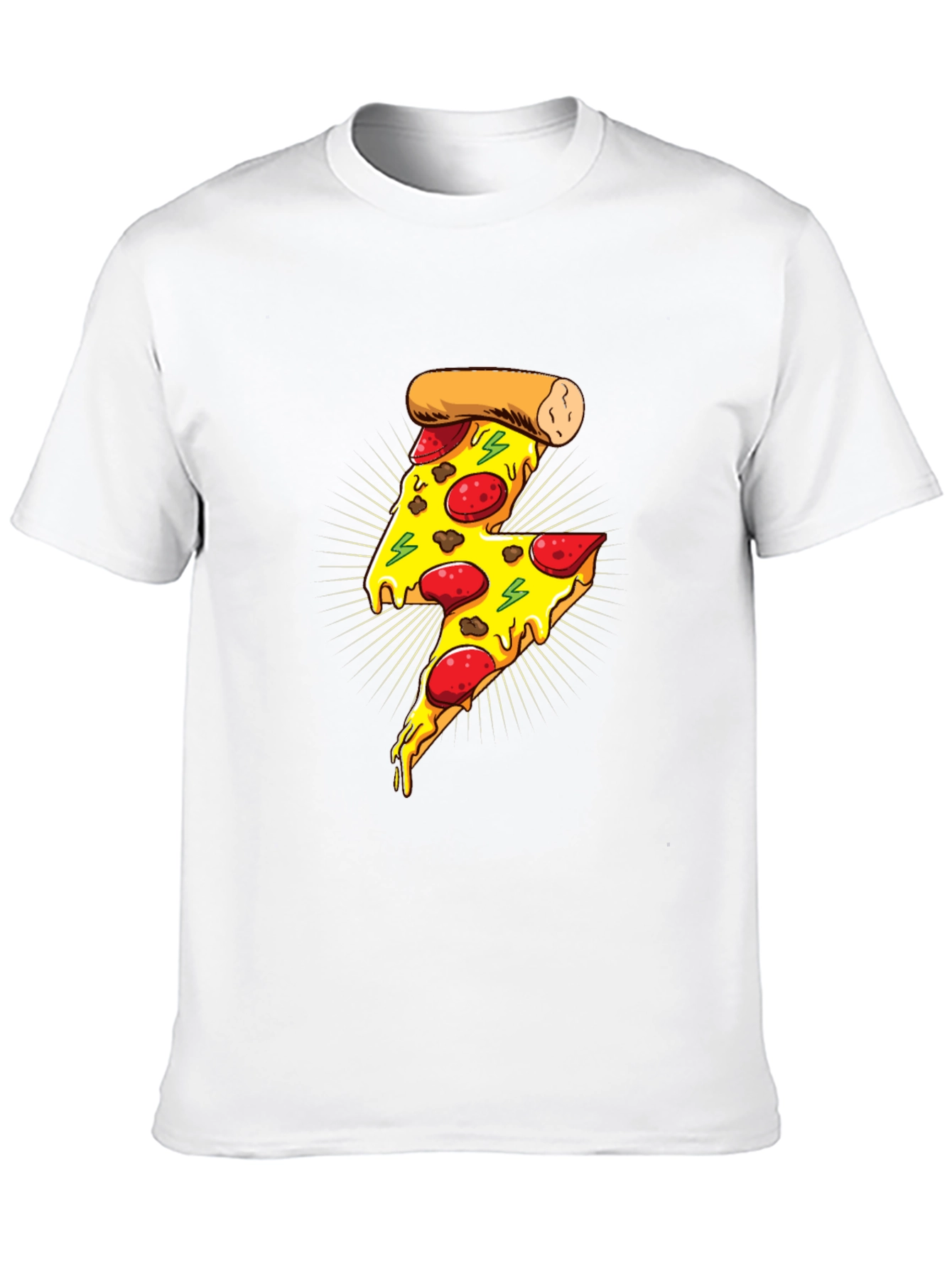 Black Pizza Lightning Bolt Graphic T-Shirt - Unisex view 10