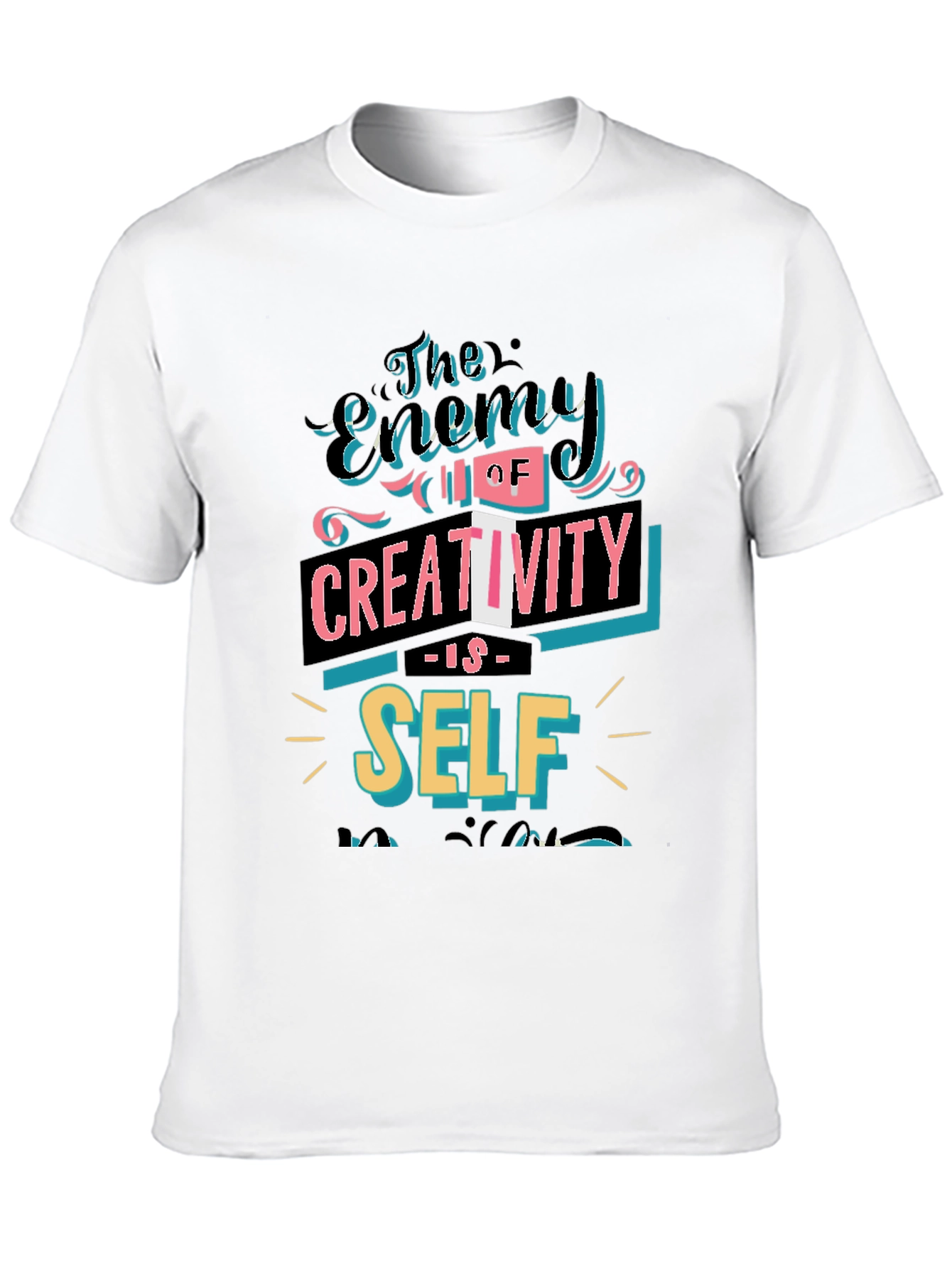 Black The Enemy of Creativity Graphic T-Shirt view 10