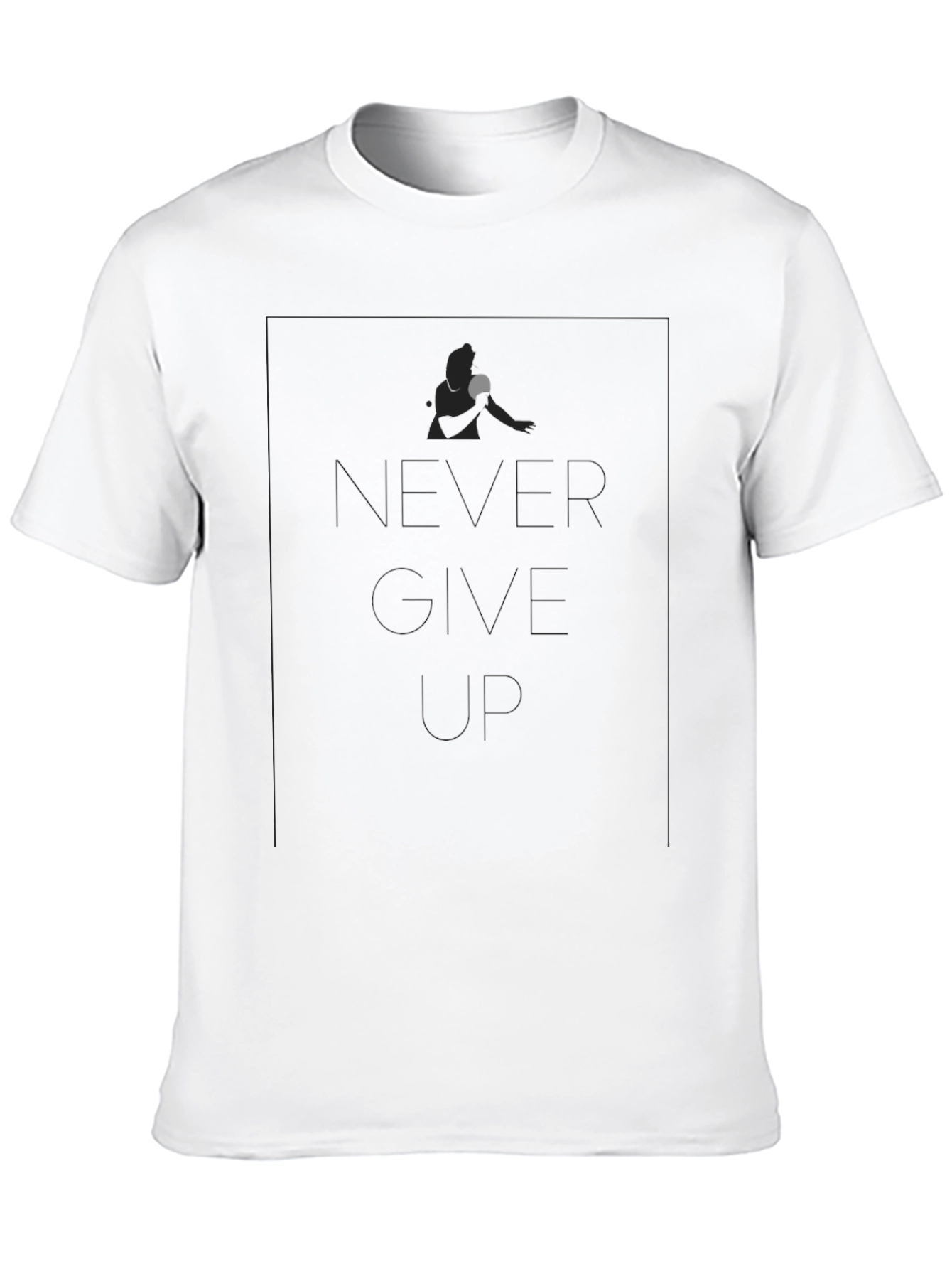 Black Never Give Up Table Tennis Player Black T-Shirt view 10
