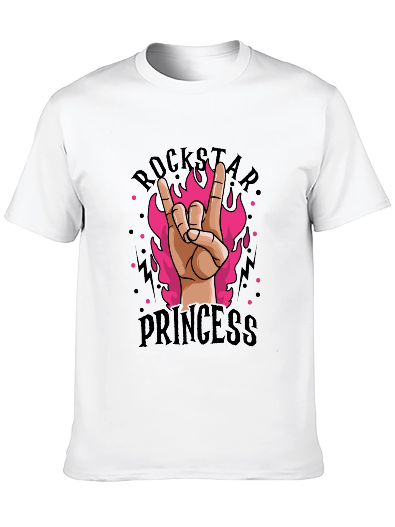 Black Rockstar Princess Graphic Tee - Black Cotton T-Shirt view 10