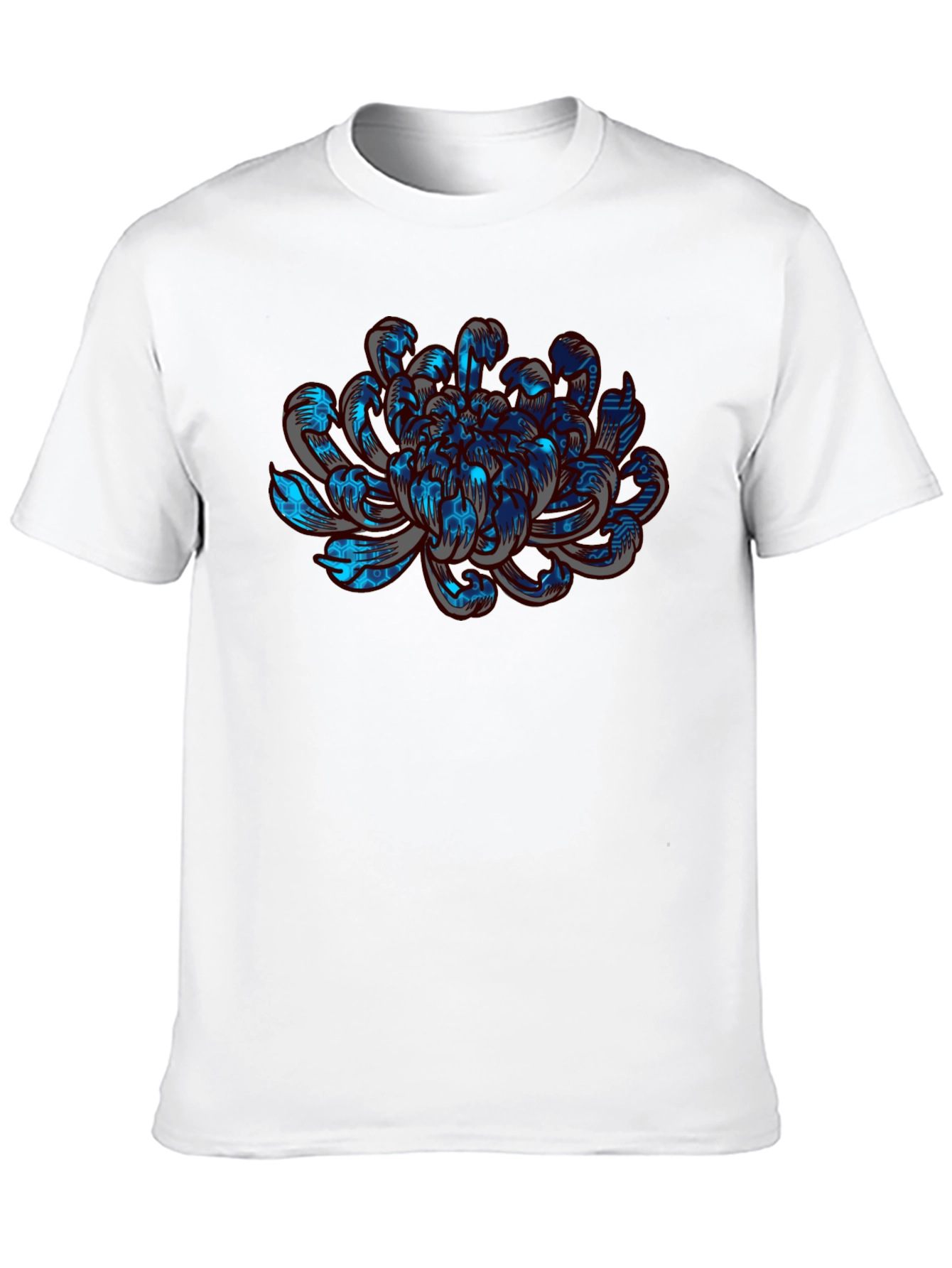 Black Tech Flower Graphic Tee - Modern Artistic Design view 10