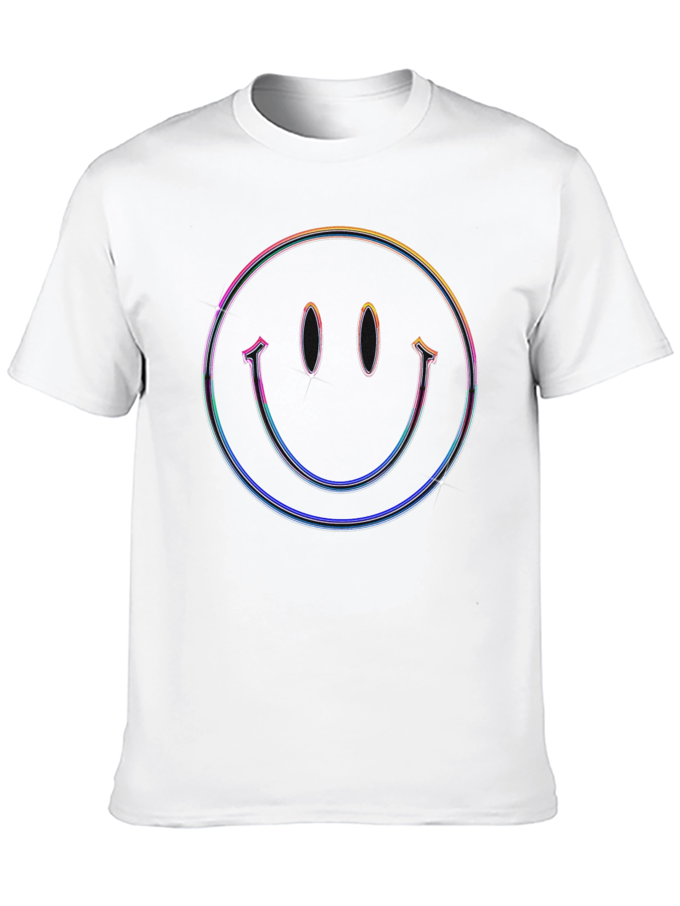 Black Retro Smiley Face Graphic Tee - Black Cotton Blend view 10