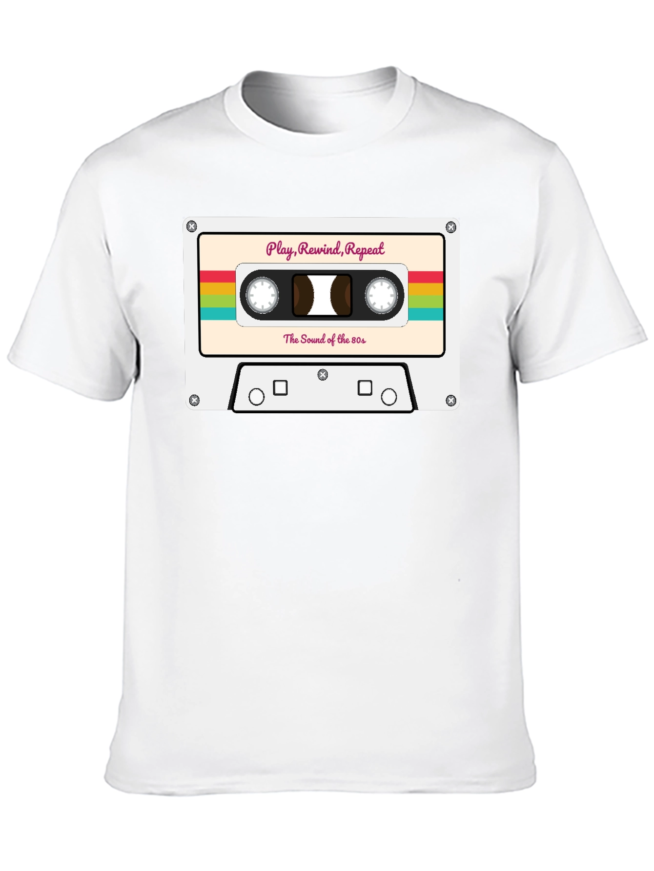 Black Retro 80s Cassette Tape Graphic Tee - Play Rewind Repeat view 10