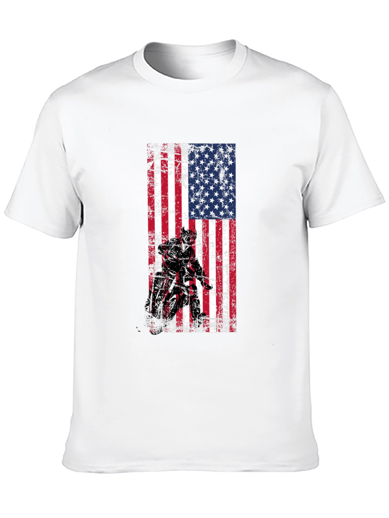 Black American Flag Motocross T-Shirt - Patriotic Design view 10