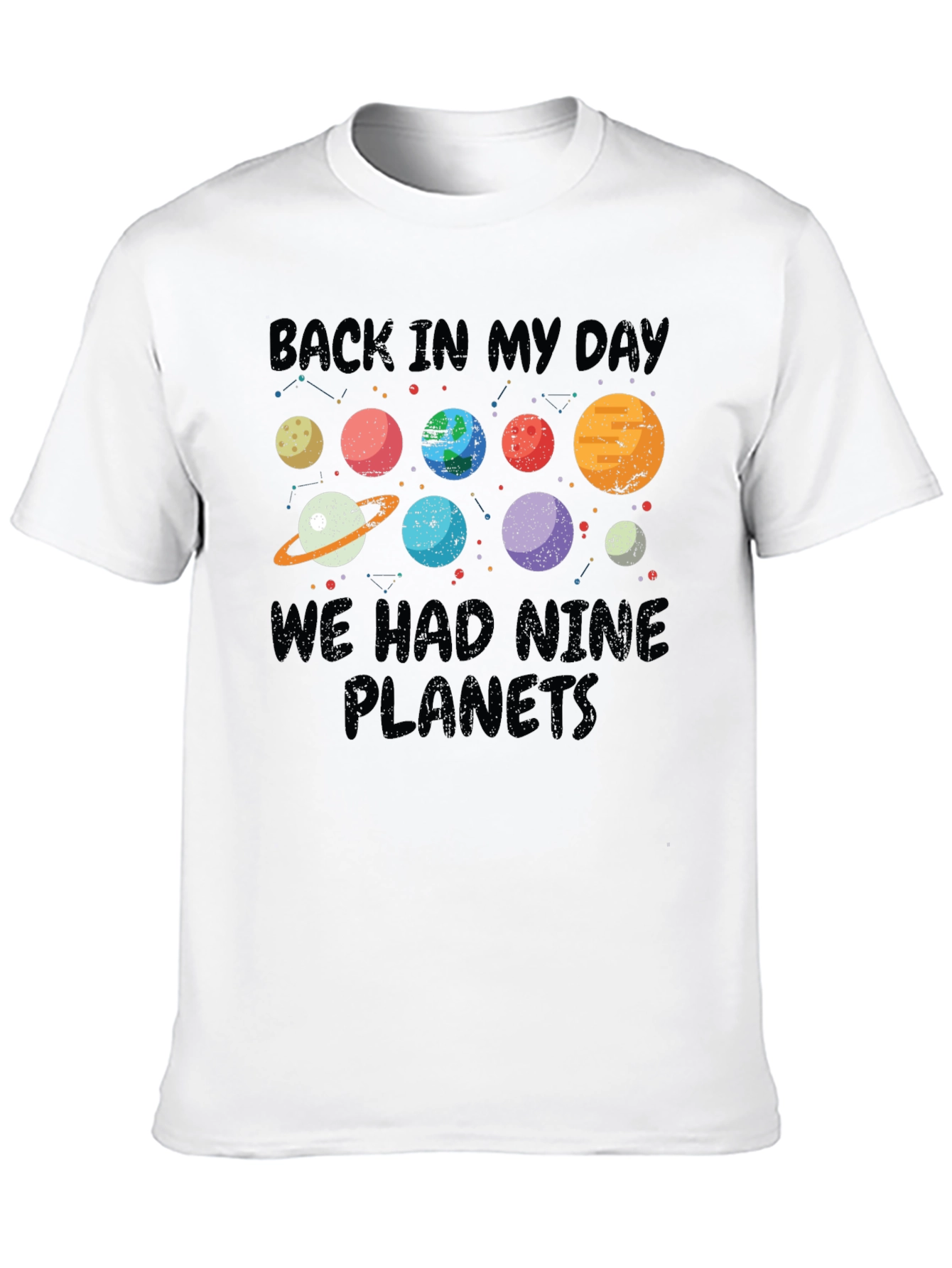Black Back In My Day Nine Planets T-Shirt view 10